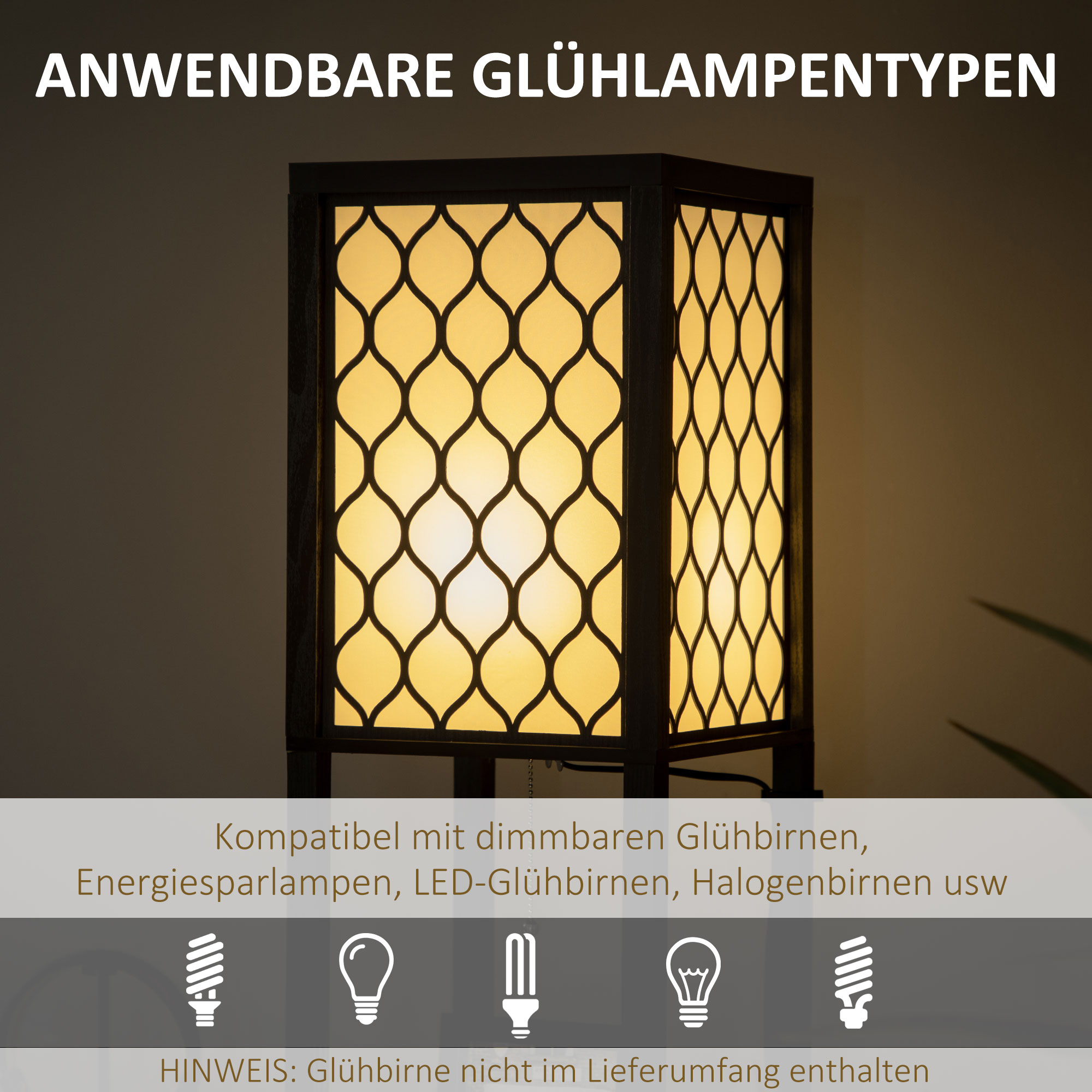 Moodsa disainiga põrandalamp, 2 riiulit, ketiga lüliti, 26 cm x 26 cm x 156 cm, must + valge