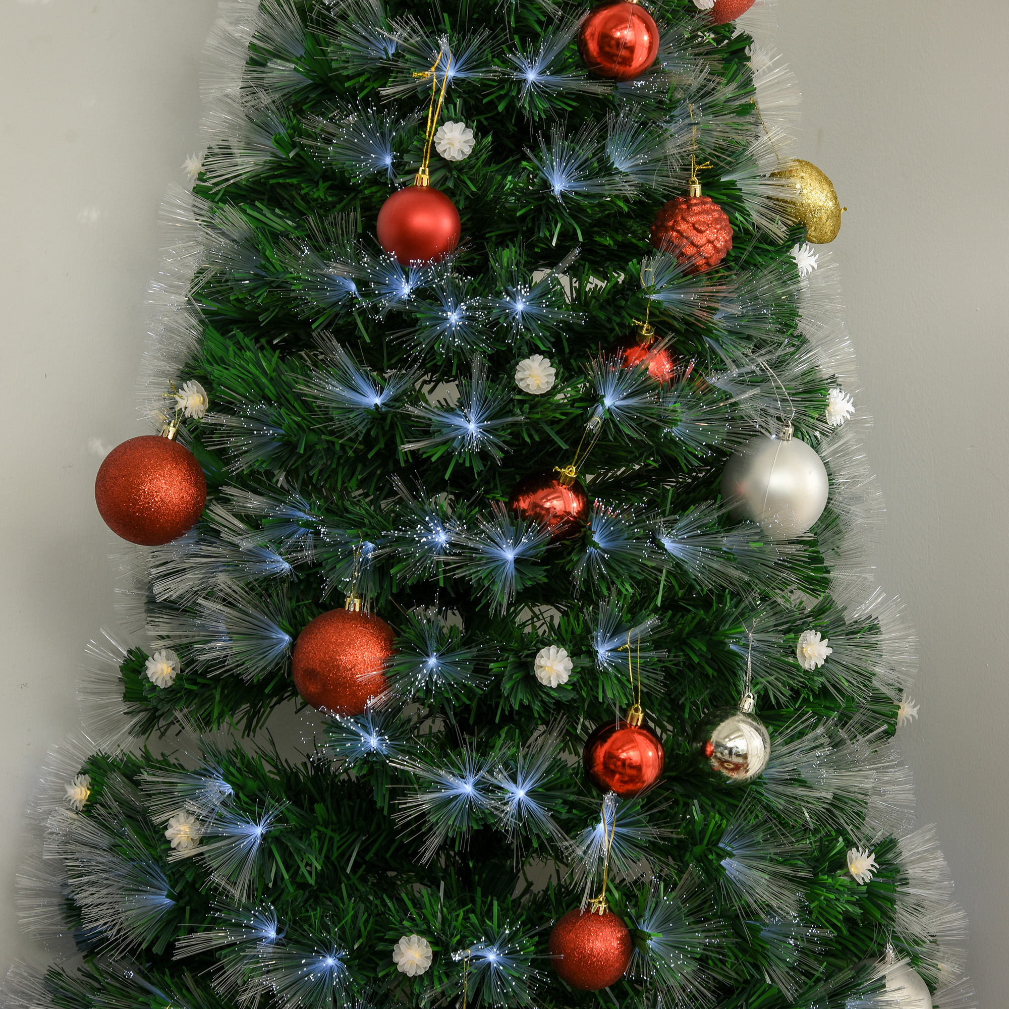 HOMCOM 6ft White Light Artificial Christmas Tree w/ 230 LEDs Star Topper Tri-Base Full Bodied Seasonal Decoration Pre-Lit Home 8