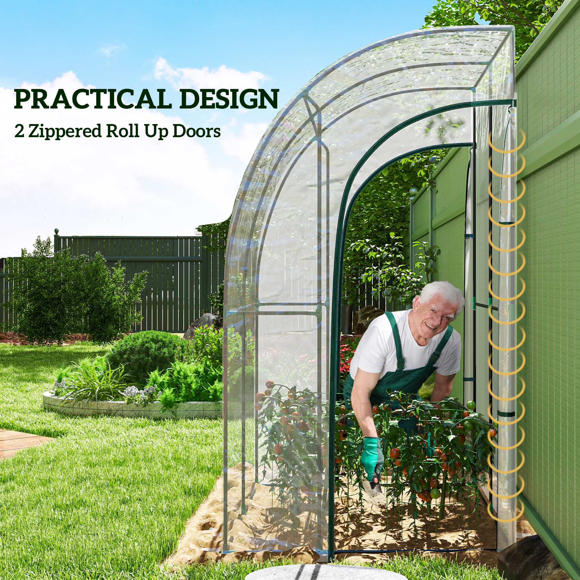 Outsunny 143cm x 118cm Walk-In Lean To Greenhouse, with Accessories 6