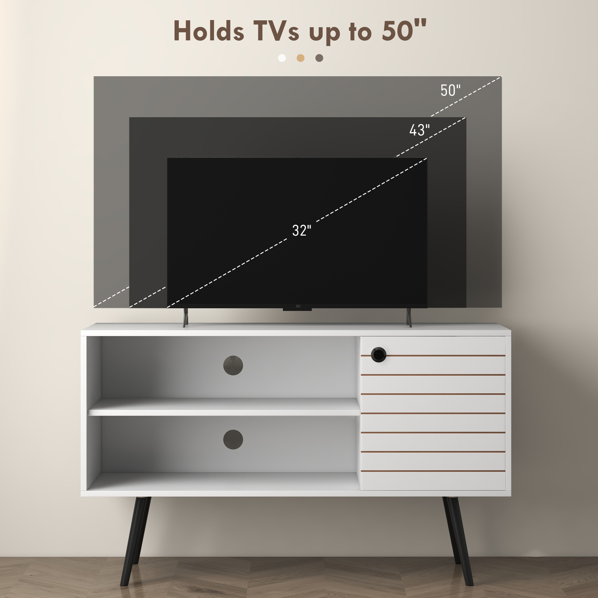 HOMCOM Duo Storage TV Unit, with Striped Door White 6