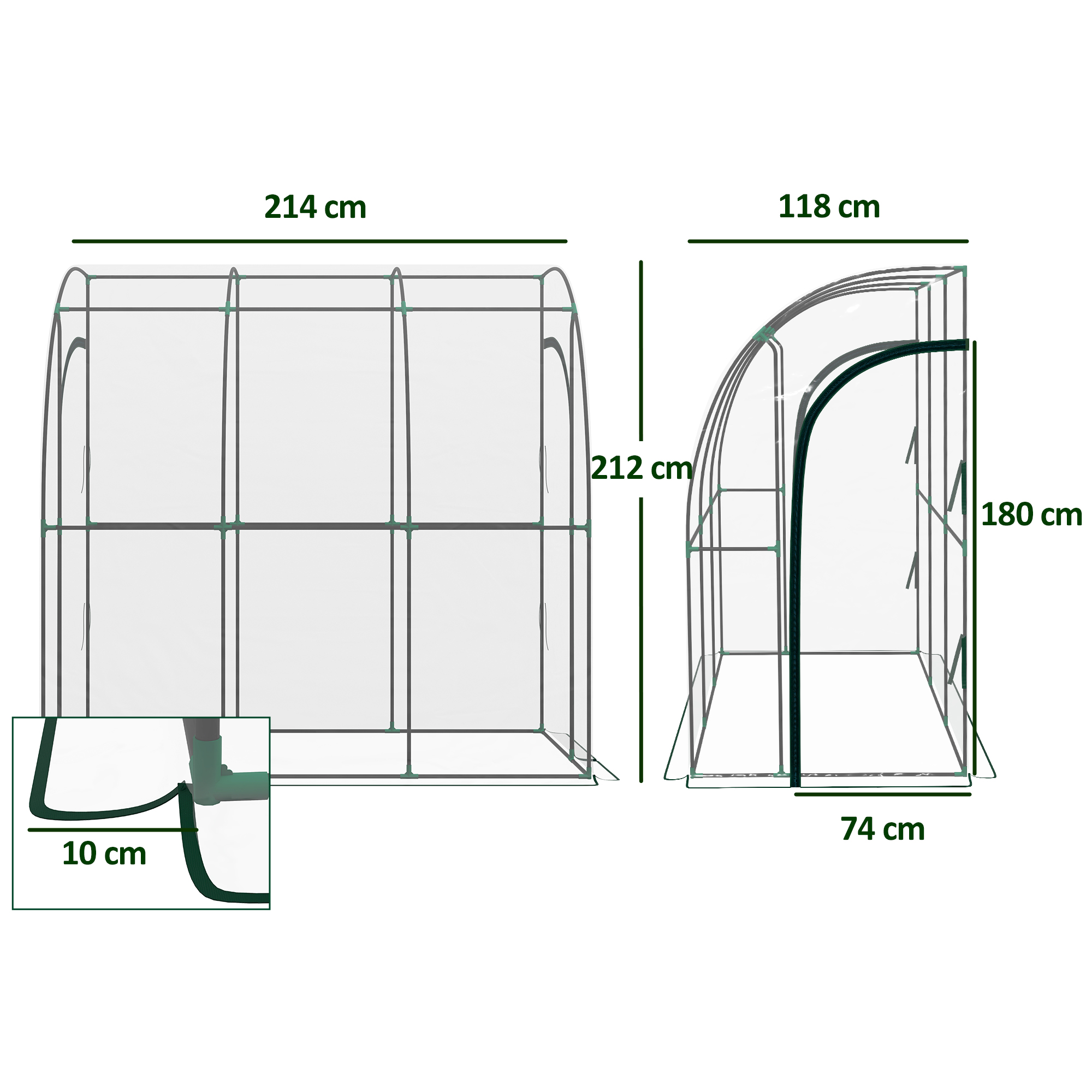 Outsunny 214cm x 118cm Walk-In Lean To Greenhouse, with Accessories 3