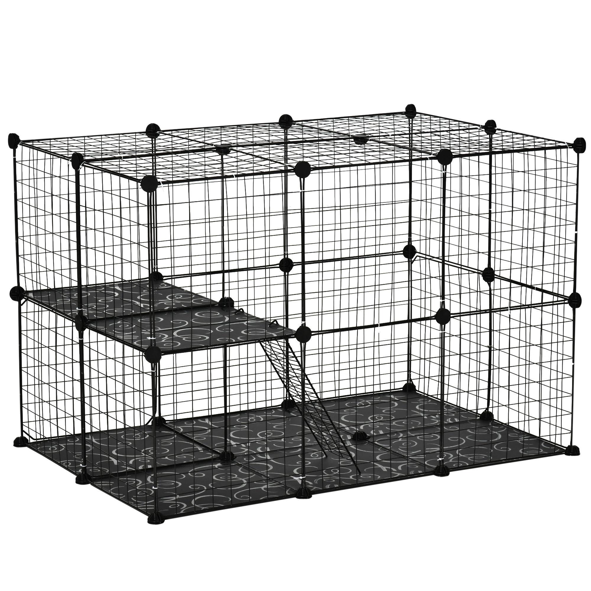 PawHut 5 Tier Hamster Cage Carrier Habitat w/ Exercise Wheels, Tunnel, Orange