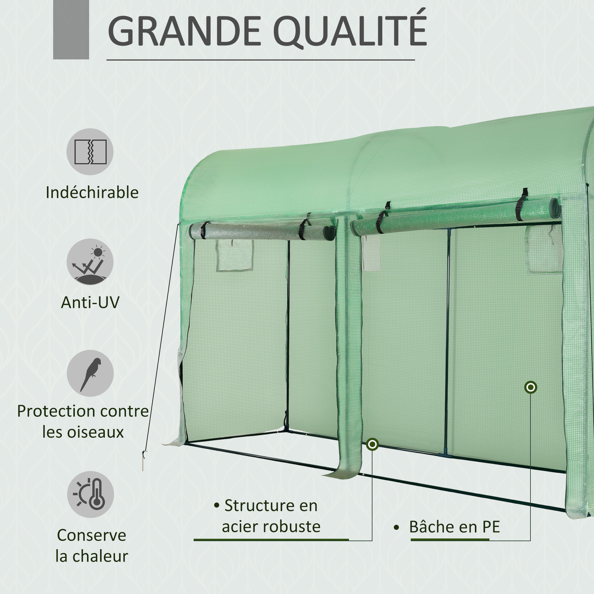Outsunny Serre De Jardin 3 M² En PE, Serre D'extérieur Avec Bâche