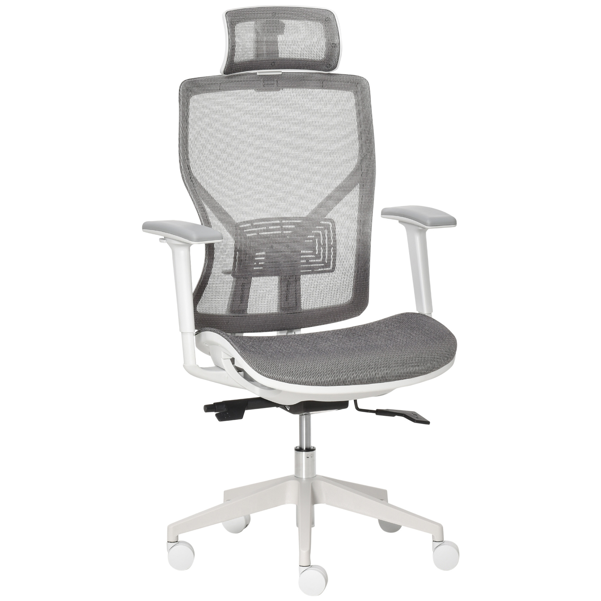 Image of Vinsetto Sedia Ergonomica da Ufficio Girevole con Poggiatesta e Braccioli Regolabili, Inclinazione e Altezza Regolabile, Grigio Aosom006