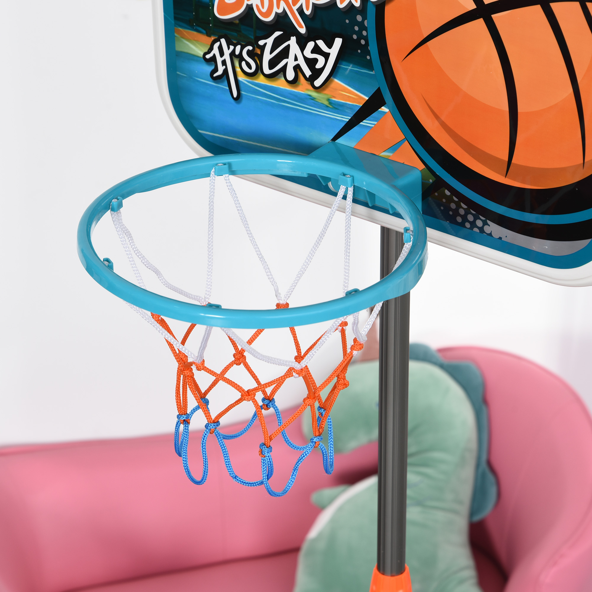 HOMCOM Kids Basketball Hoop and Stand Portable Basketball Stand Set w/ Ball Pump Netting Backboard Adjustable Height from 126 cm to 158 cm 9