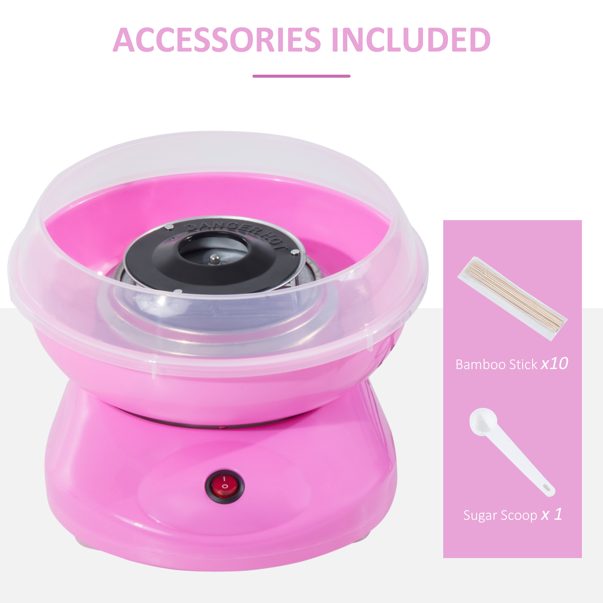 HOMCOM Candy Floss Machine Electric Cotton Candy Maker Gadgetry 450W (Pink) 5