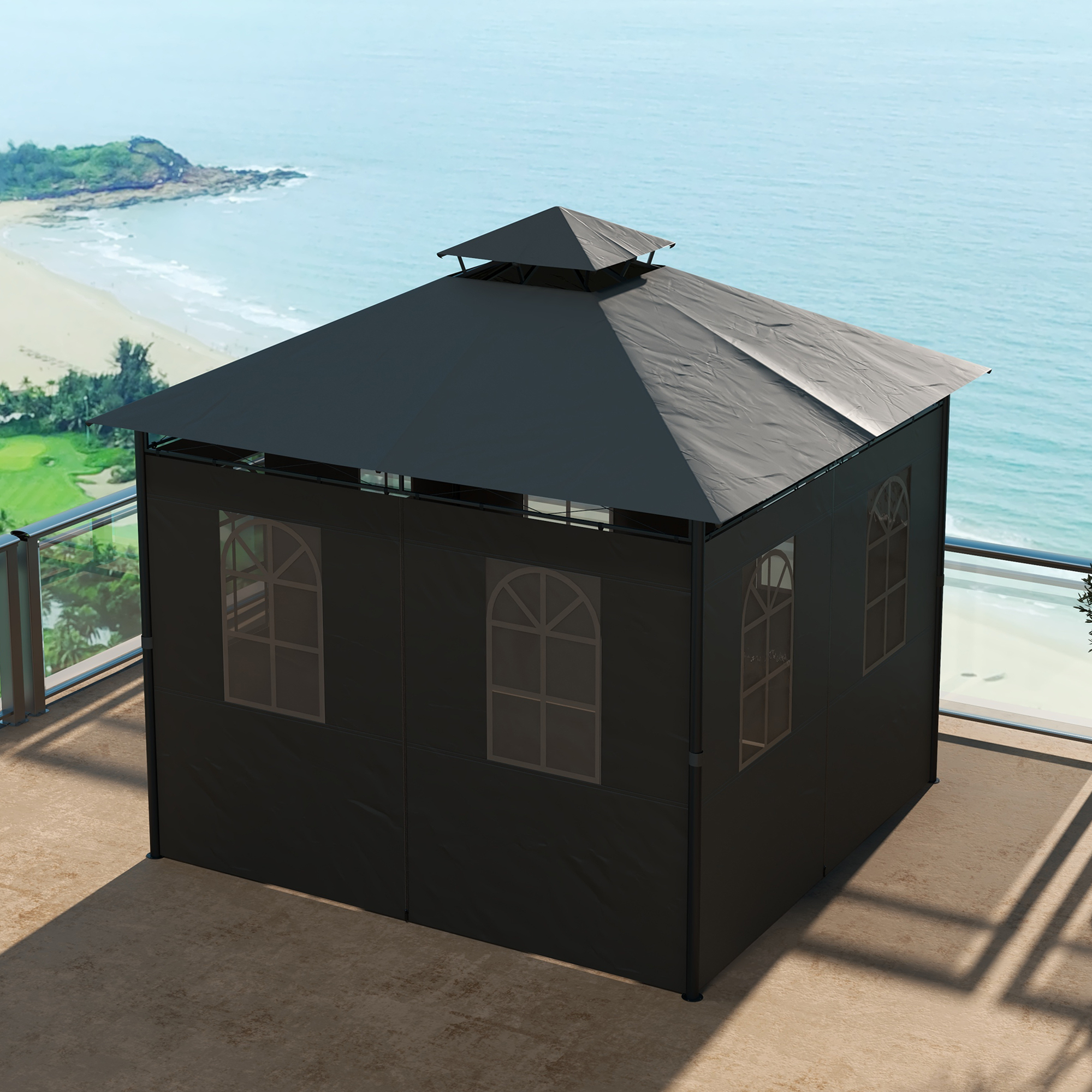 Outsunny Pavillon Partyzelt Gartenpavillon, 2,95 x 2,95 x 2, 85 m ...