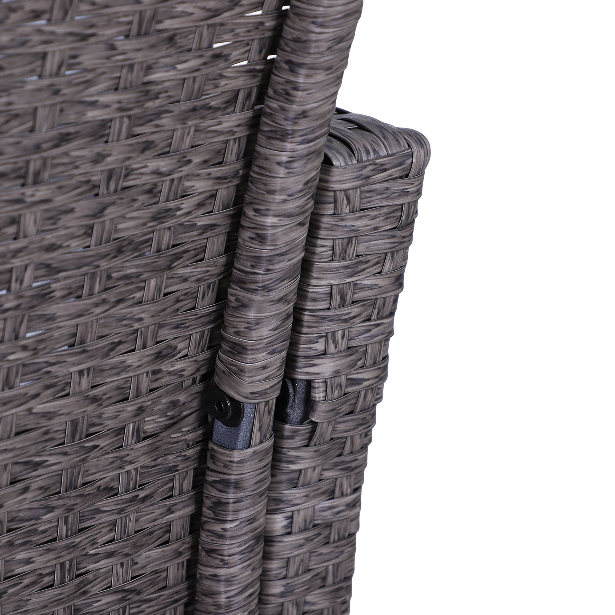Outsunny 5 Pieces PE Rattan Garden Furniture Set with 10cm Thick Padded Cushions, Wicker Weave Outdoor Seating Chairs with 2 Armchairs, 2 Stools, Glass Top Table, Dark Grey 9