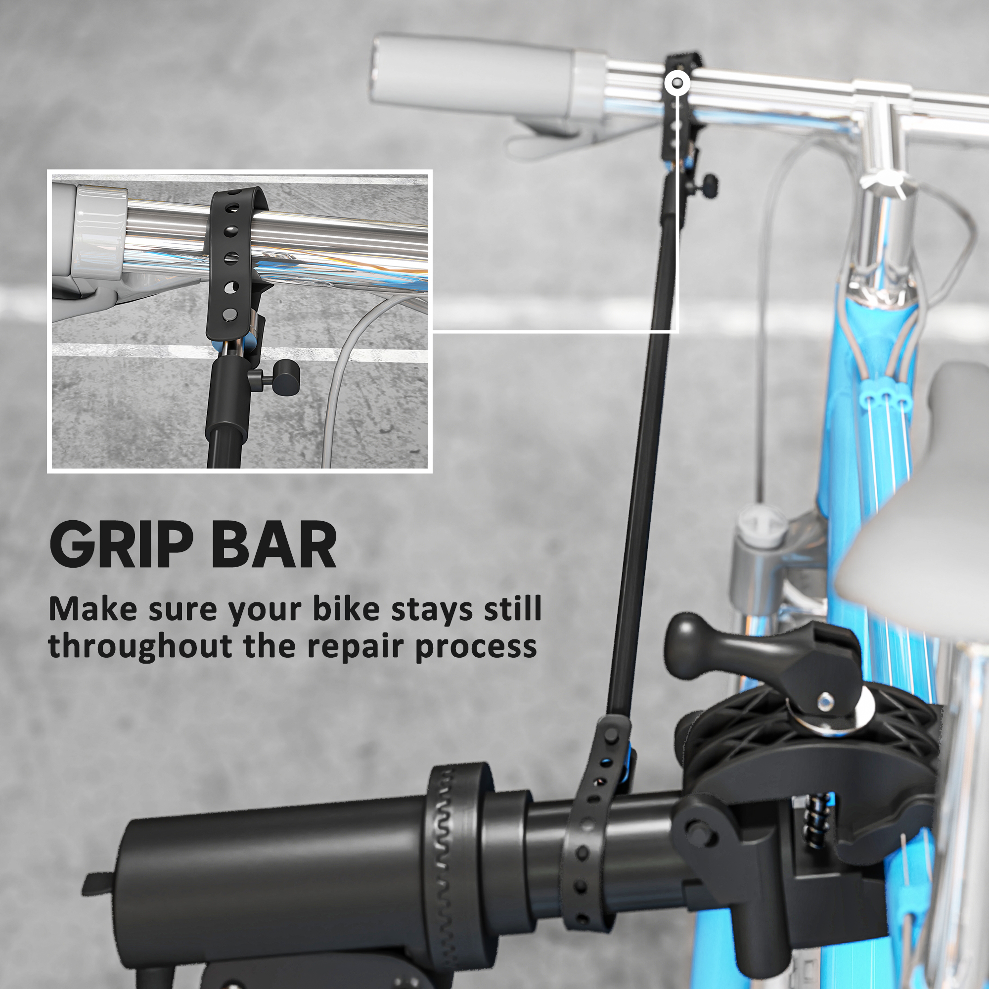 HOMCOM Bike Repair Stand, Max Load 40kg, Foldable, Height Adjustable, for Road Bike, Mountain Bike, E-bike 5