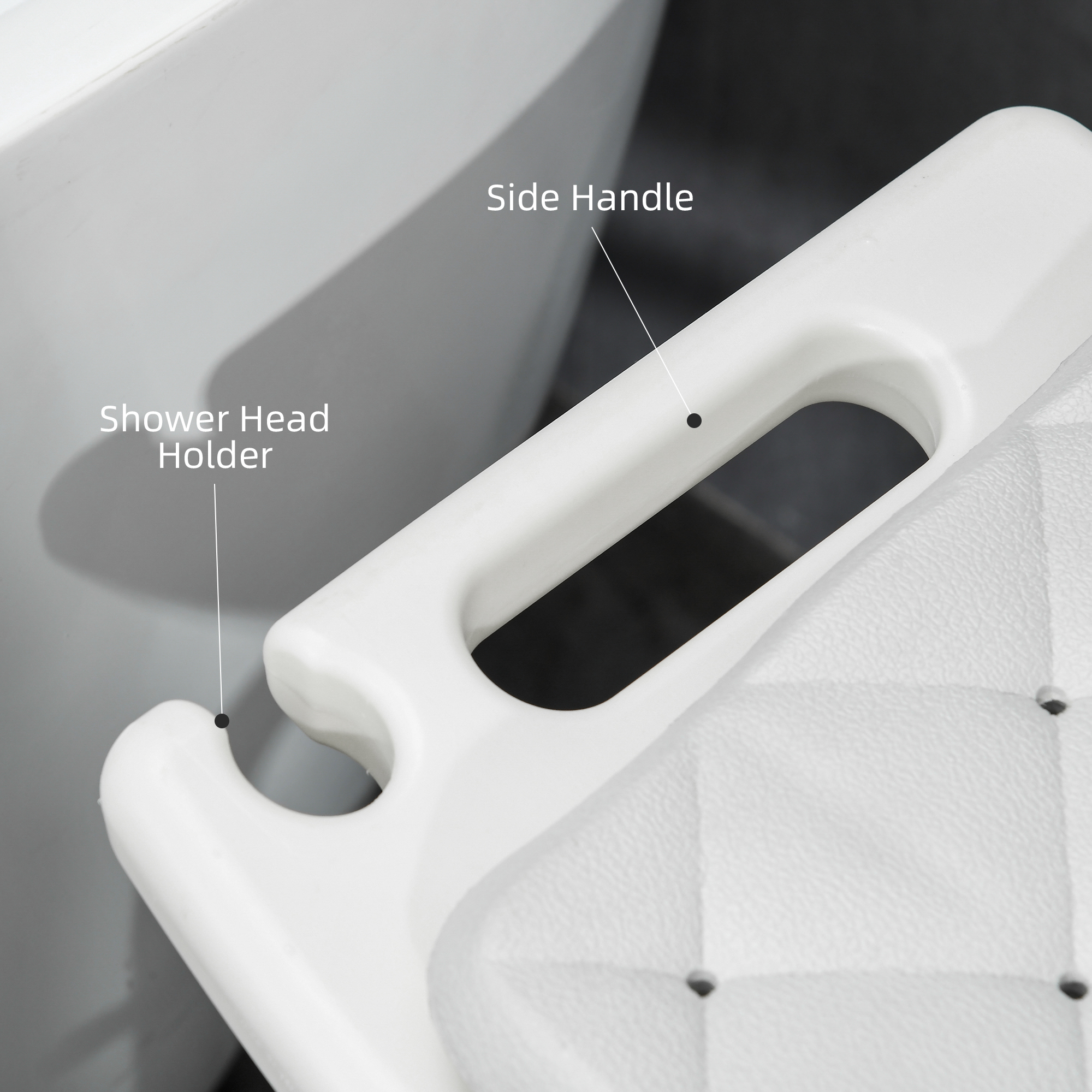 HOMCOM Aluminium Shower Stool for Elderly, Height Adjustable Shower Seat with Removable Padded Cushion, Shower Head Holder, Non-Slip Bath Stool for Seniors, Disabled, Pregnant, White 7