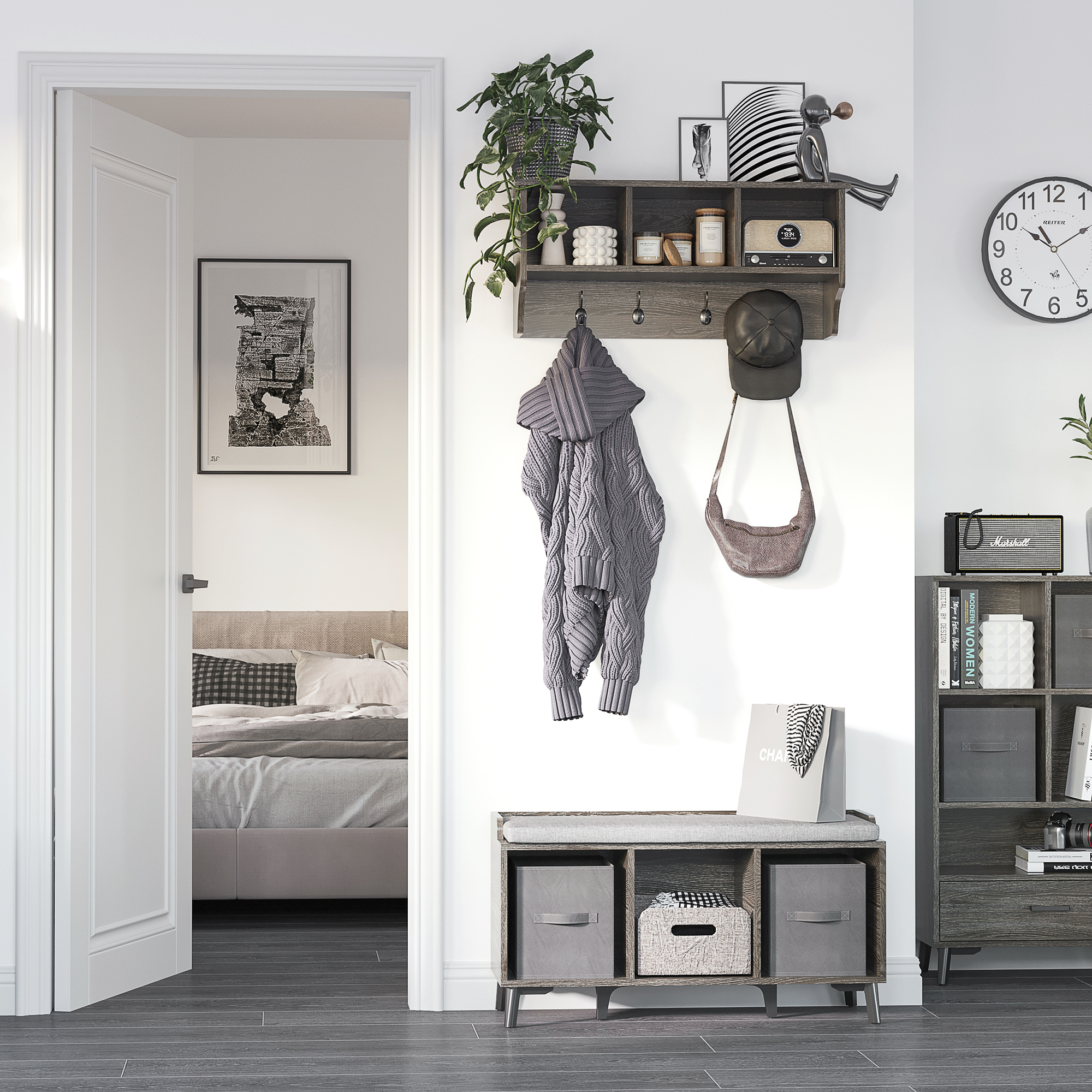 Porte Manteau Mural Noir Design | Crochets Stylés