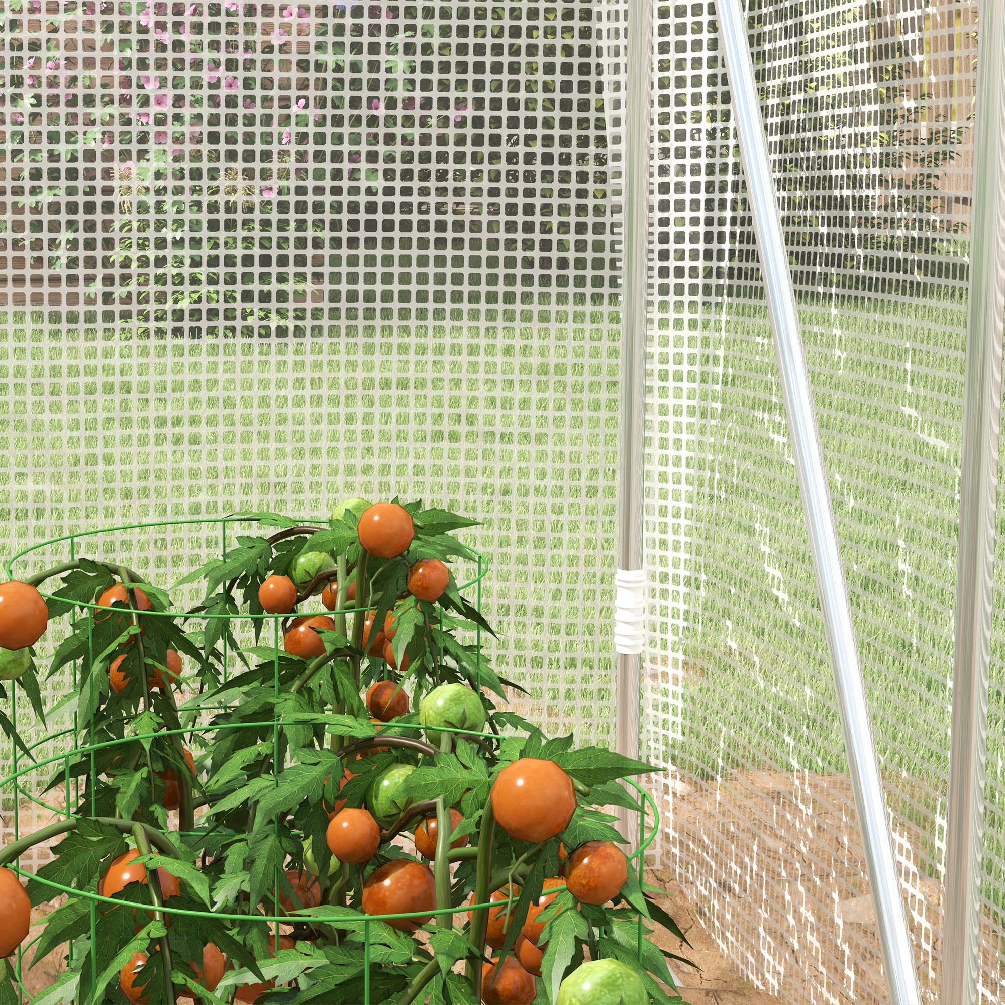 Outsunny Polytunnel Greenhouse Walk-in Grow House with UV-resistant PE Cover, Door and Galvanised Steel Frame, 2 x 2 x 2m, White 9
