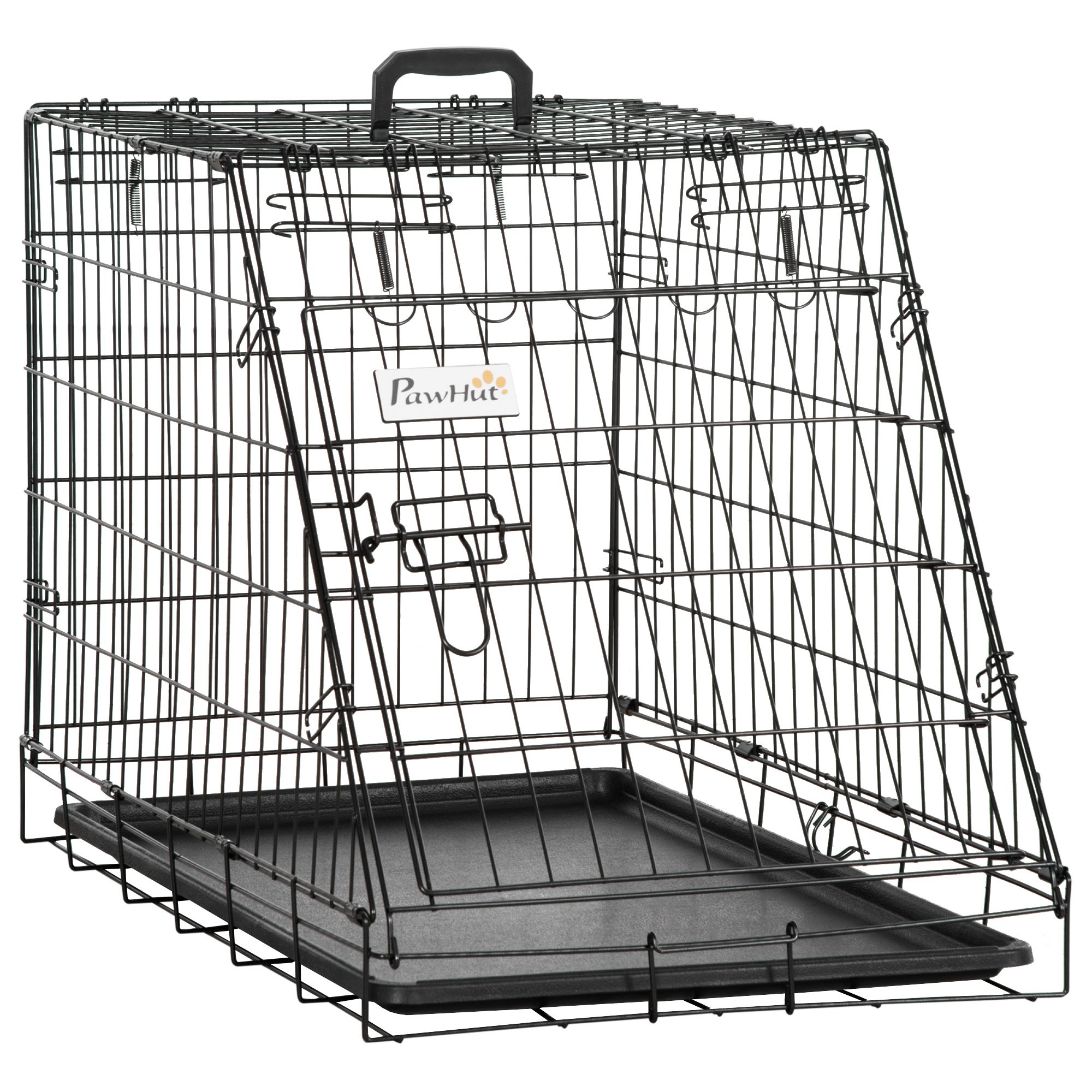 Pawhut Trapeze Collapsible Dog Pet Travel Box Cage Removable Tray 93 x 58 x 65cm