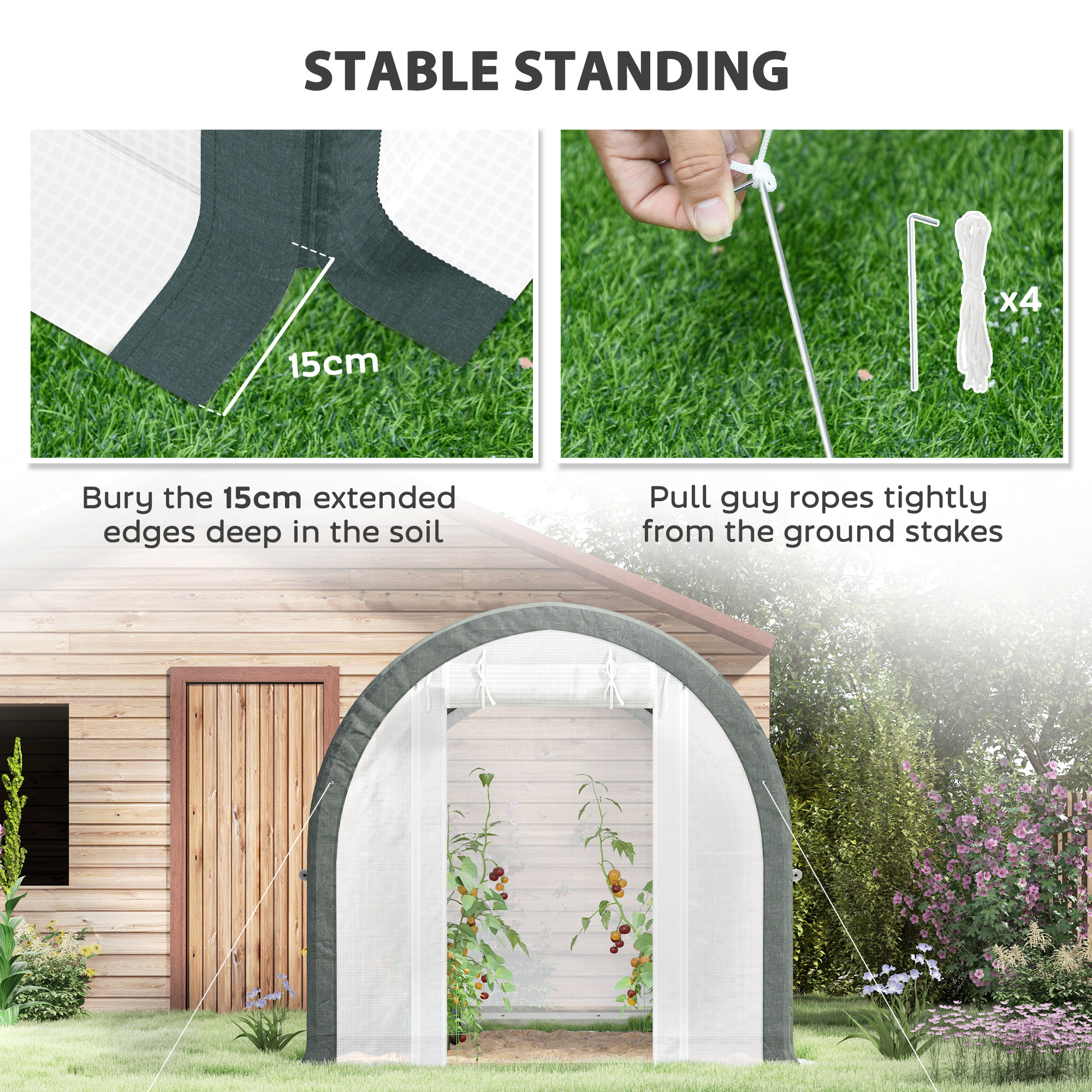 Outsunny 3 x 2(m) Walk-In Tunnel Greenhouse, with Accessories White 7