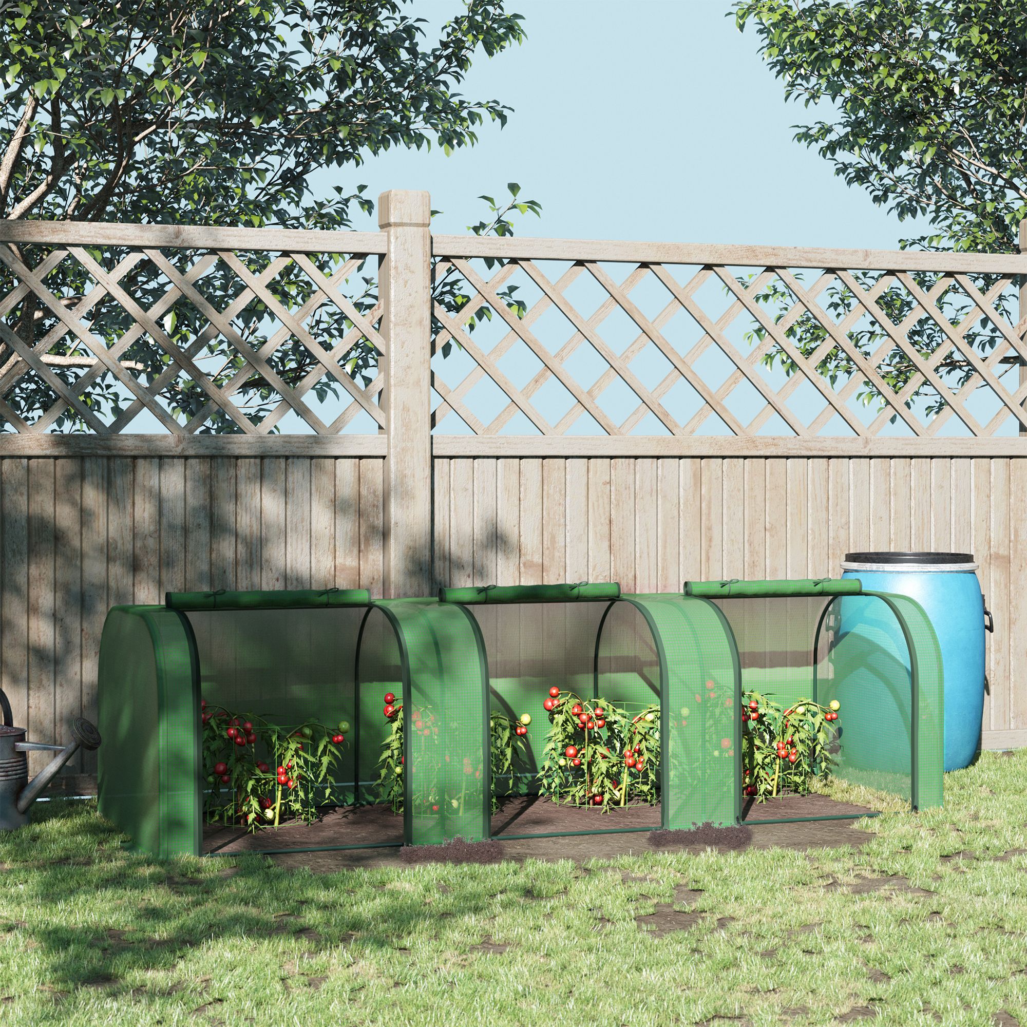 Outsunny Mini Greenhouse, Small Polytunnel Green House with Zipped Doors, Steel Frame for Garden Backyard, 295 x 100 x 80cm, Green 2