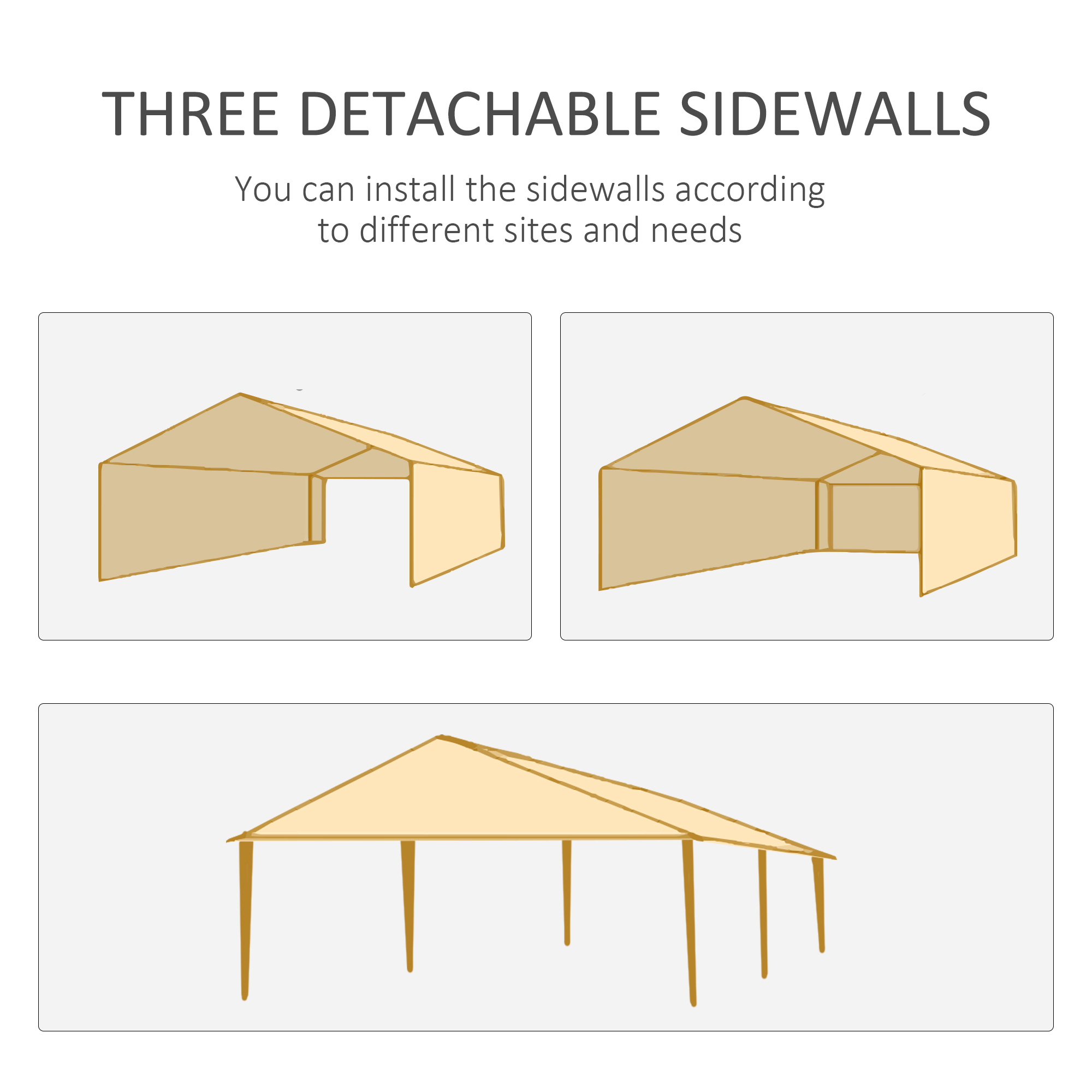 Outsunny 2.95 x 5.83 m Semi-Open Gazebo Dark Grey 6