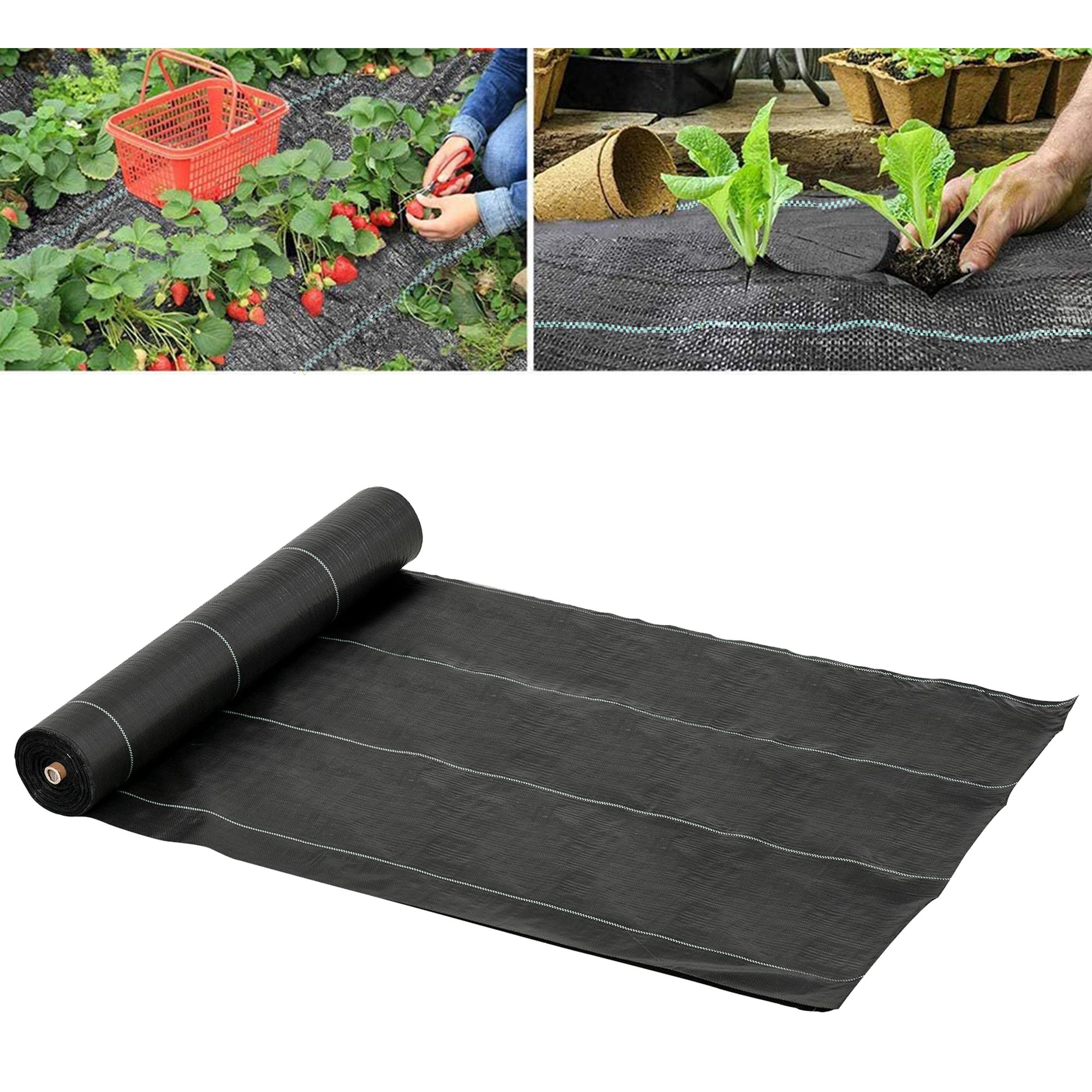 Outsunny 2m x 50m Weed Control Membrane, Heavy Duty Weed Control Barrier Fabric, 90gsm Ground Cover for Patios, Garden, Flower beds, Landscaping 2