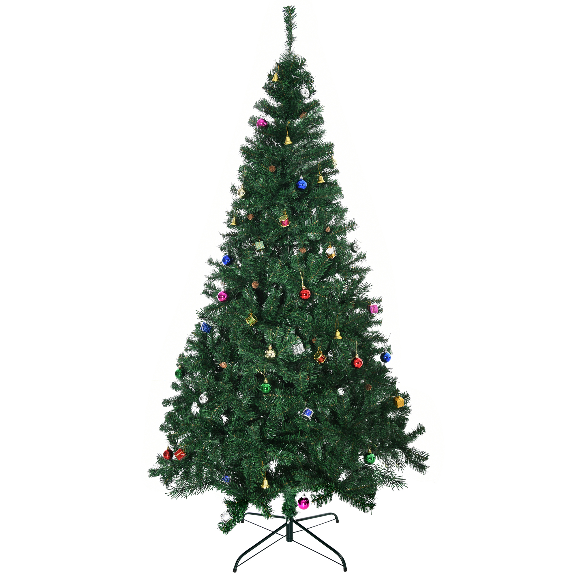 HOMCOM Árbol de Navidad Artificial 210 cm con 1036 Ramas Adornos Piñas Decoración Navideña para Interiores Verde   Aosom España