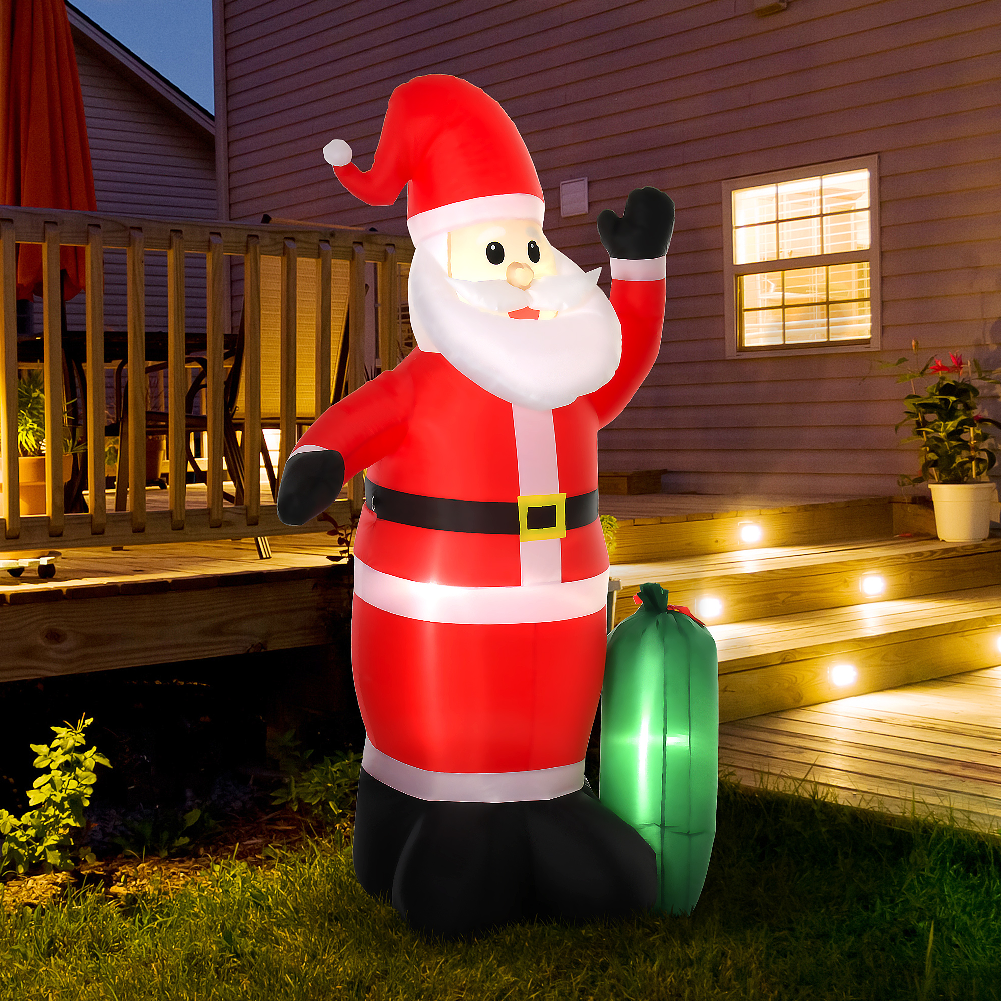HOMCOM 7.5ft Inflatable Christmas Santa Claus with LED Air Blown Xmas Décor Holiday Outdoor Yard Decoration 2