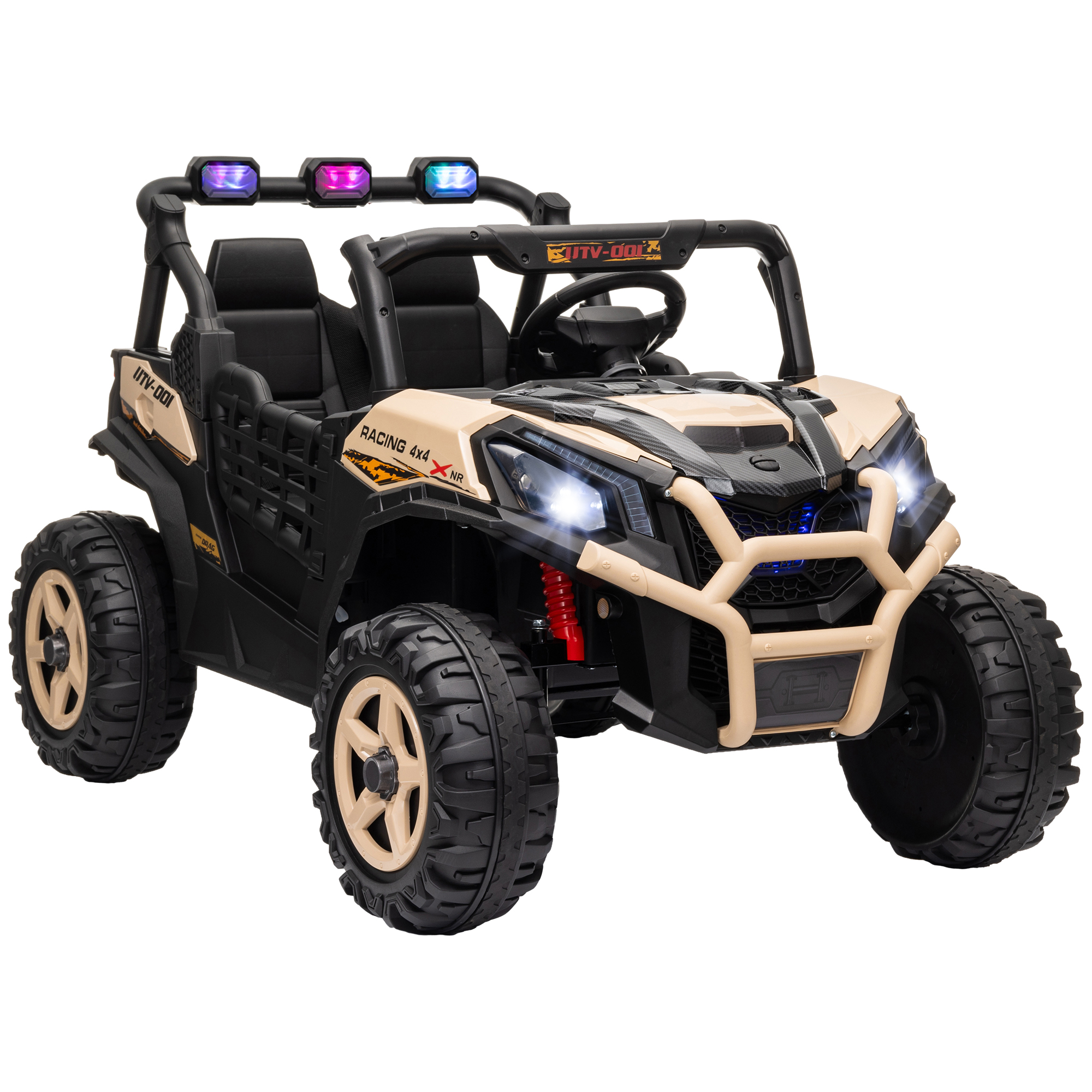 AIYAPLAY 24V 2 Seater Kids Electric Car with Remote Control, Suspension System, Slow Start, 3 Speeds, for 3-8 Years, Khaki Aosom UK