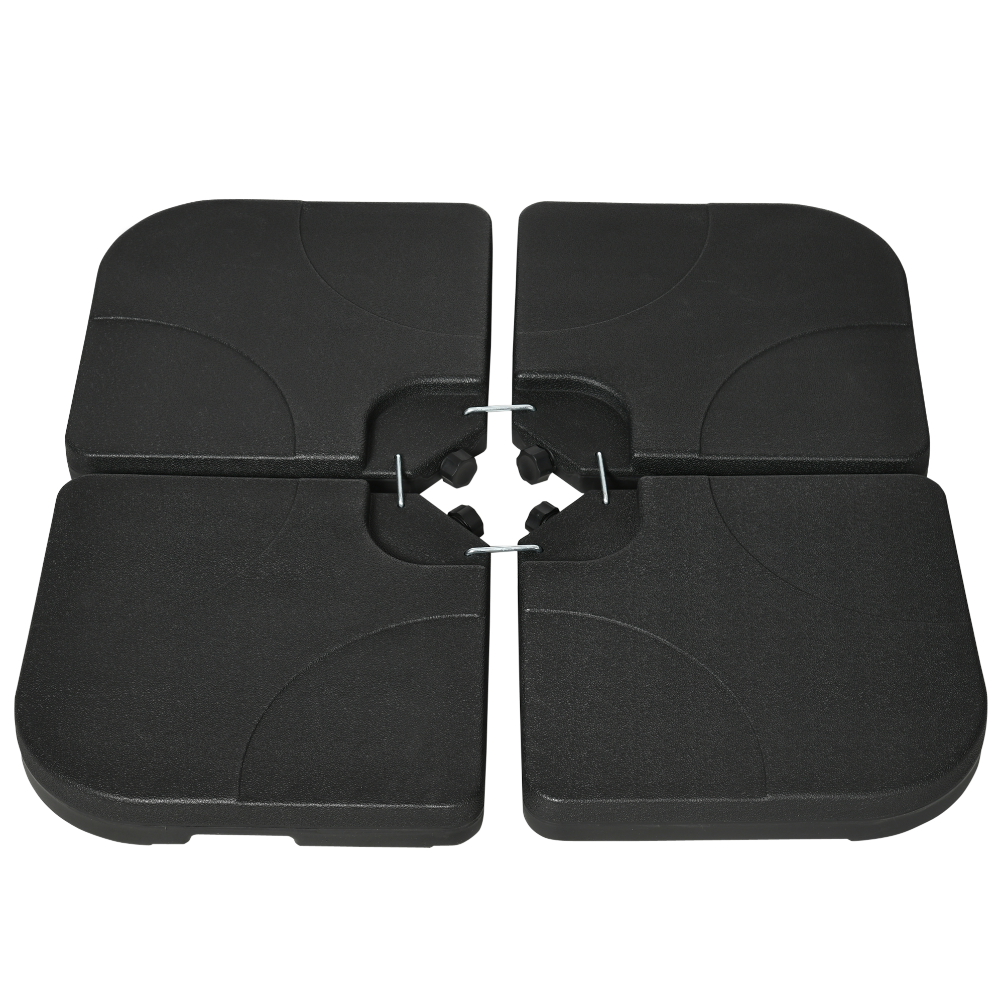Outsunny Lot De 4 Dalles De Lestage Carrées Pour Parasol Déporté - Base Stable Noire 104x104x7,5 Cm, Remplissables Eau Ou Sable