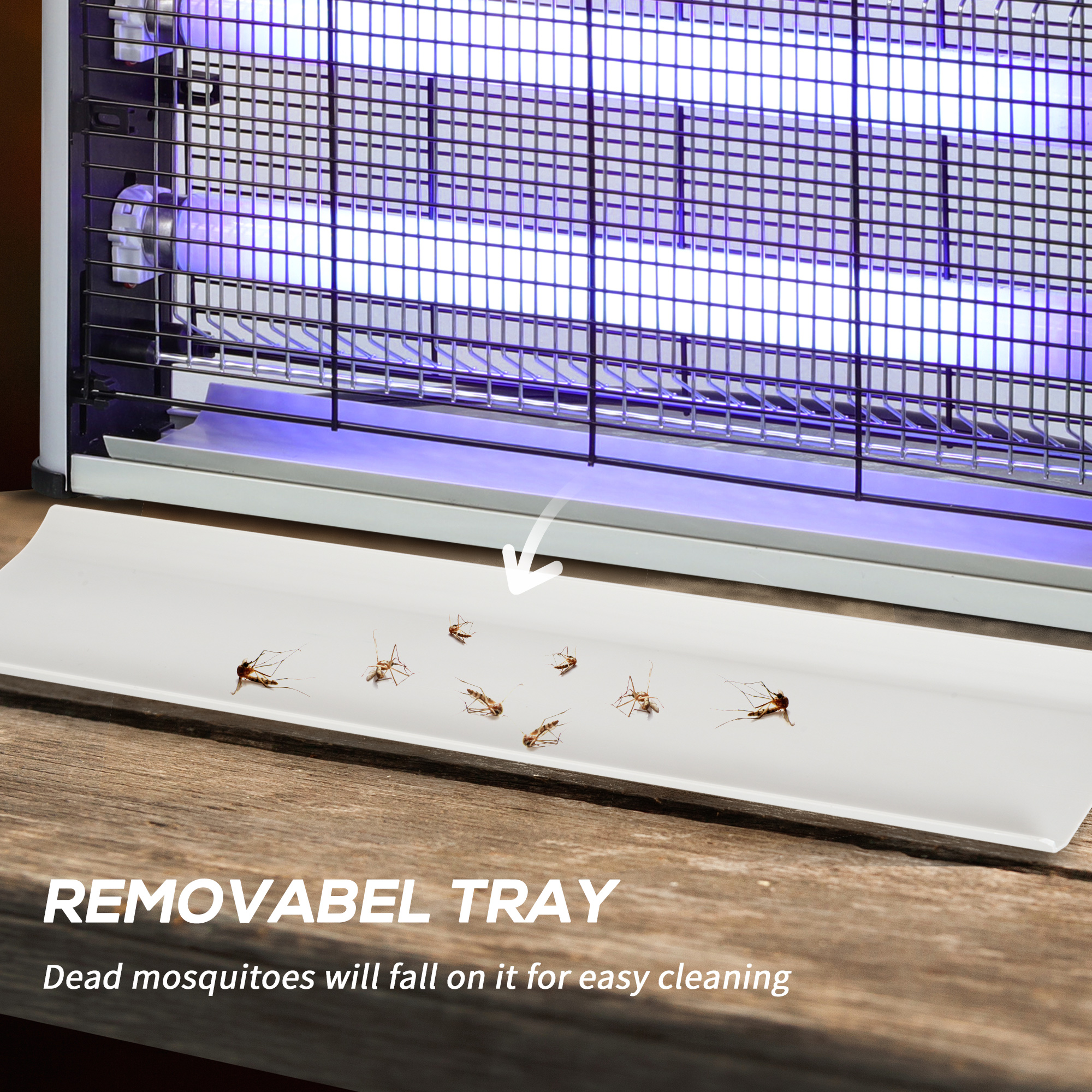 Outsunny Electric Fly Zapper, 20W Electric Fly Killer, Wall Hanging Bug Zapper Indoor & Outdoor Attracting Insect Mosquito Killer, Silver Tone 5