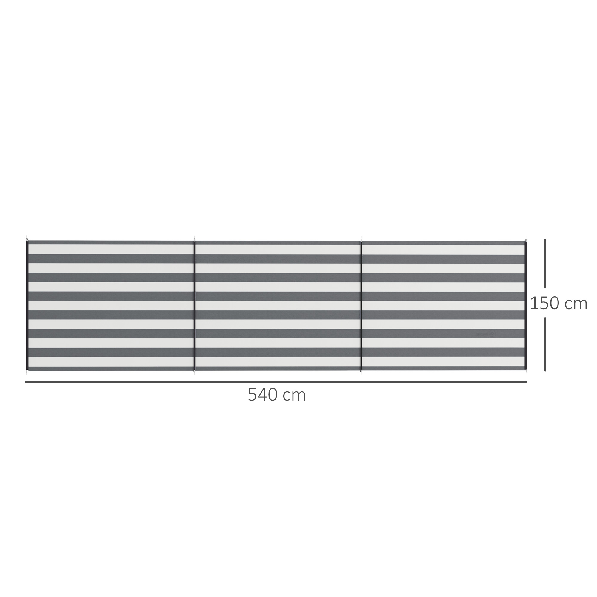 Outsunny 4 Pole Camping Windbreaks, Beach Wind Shield Shelter with Carry Bag and Steel Poles, Outdoor Caravan Privacy Shield, 540cm x 150cm, Grey and White 3