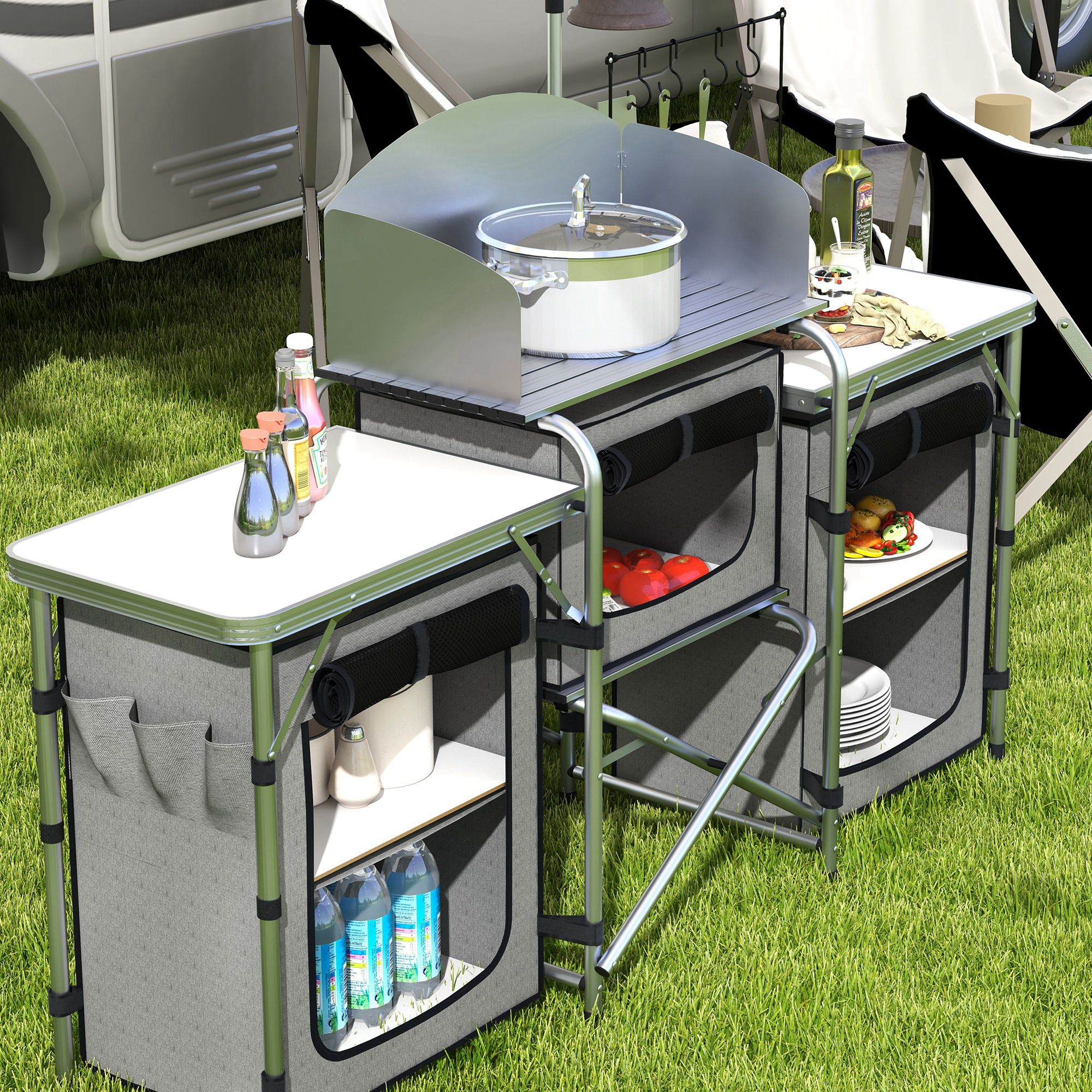 HODRANT Tactical: Organizer Da Cucina Da Campeggio, Grande Capacità E Tasche Multiple - 3