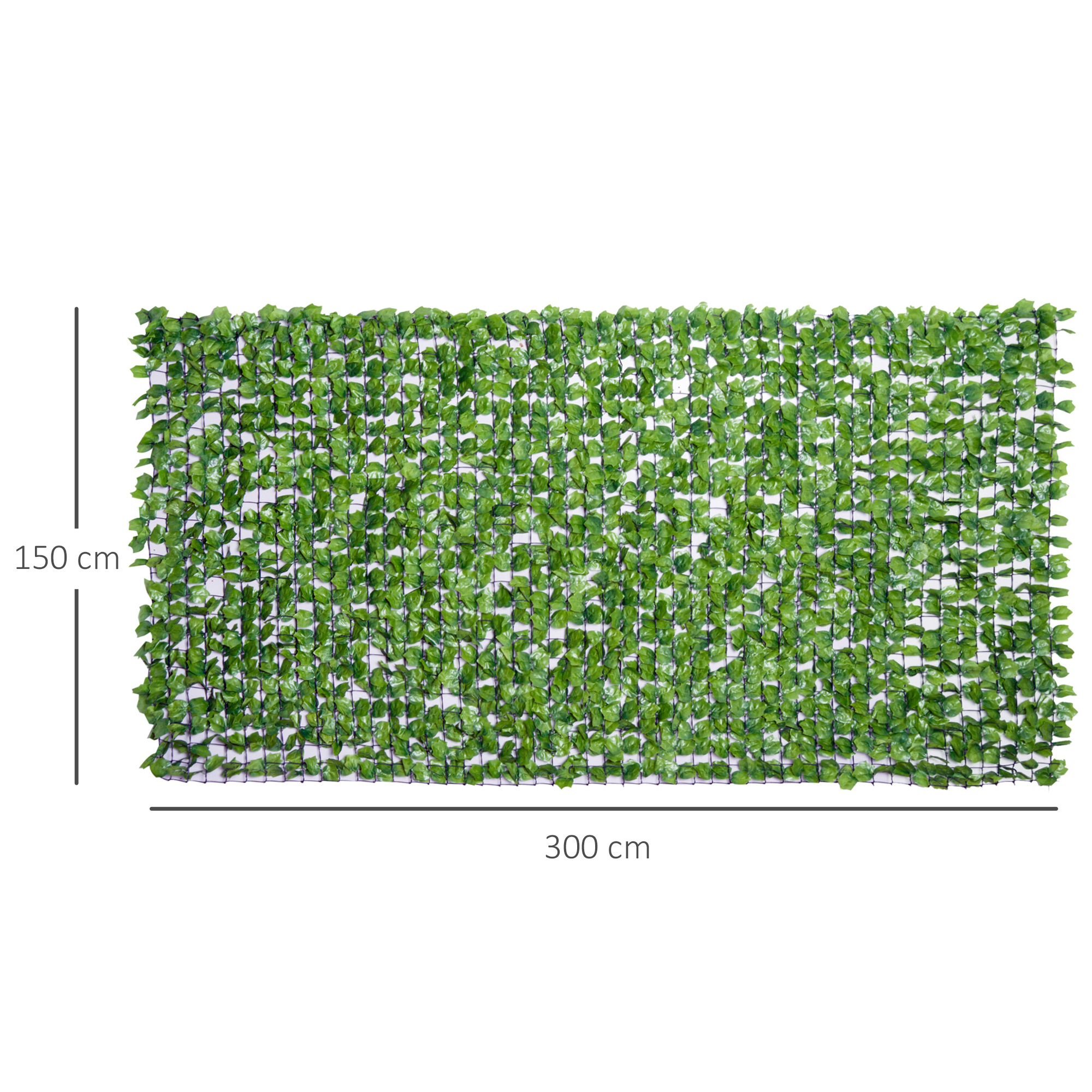 Kunstlik heki privaatsusekraan, UV-kaitsega, privaatsuse ekraanivõrk lehtedega, hekiaed, 300 x 150 cm, roheline