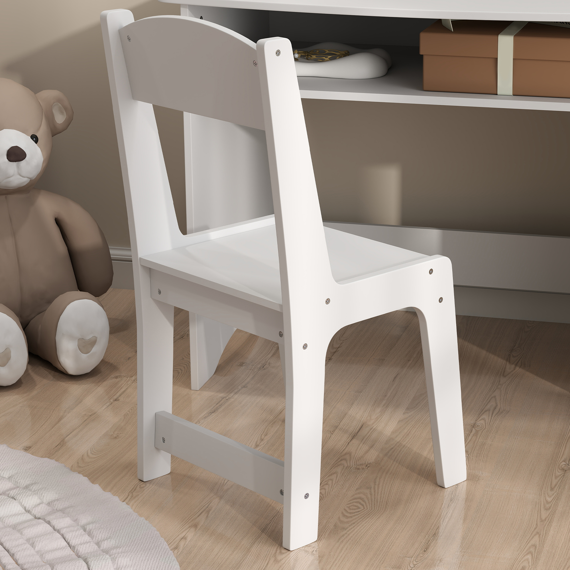 Set Da Trucco Bambine 3-6 Anni Con Tavolo Toeletta A Forma Di Nuvola, Specchio E Cassetto – Incluso Sgabello