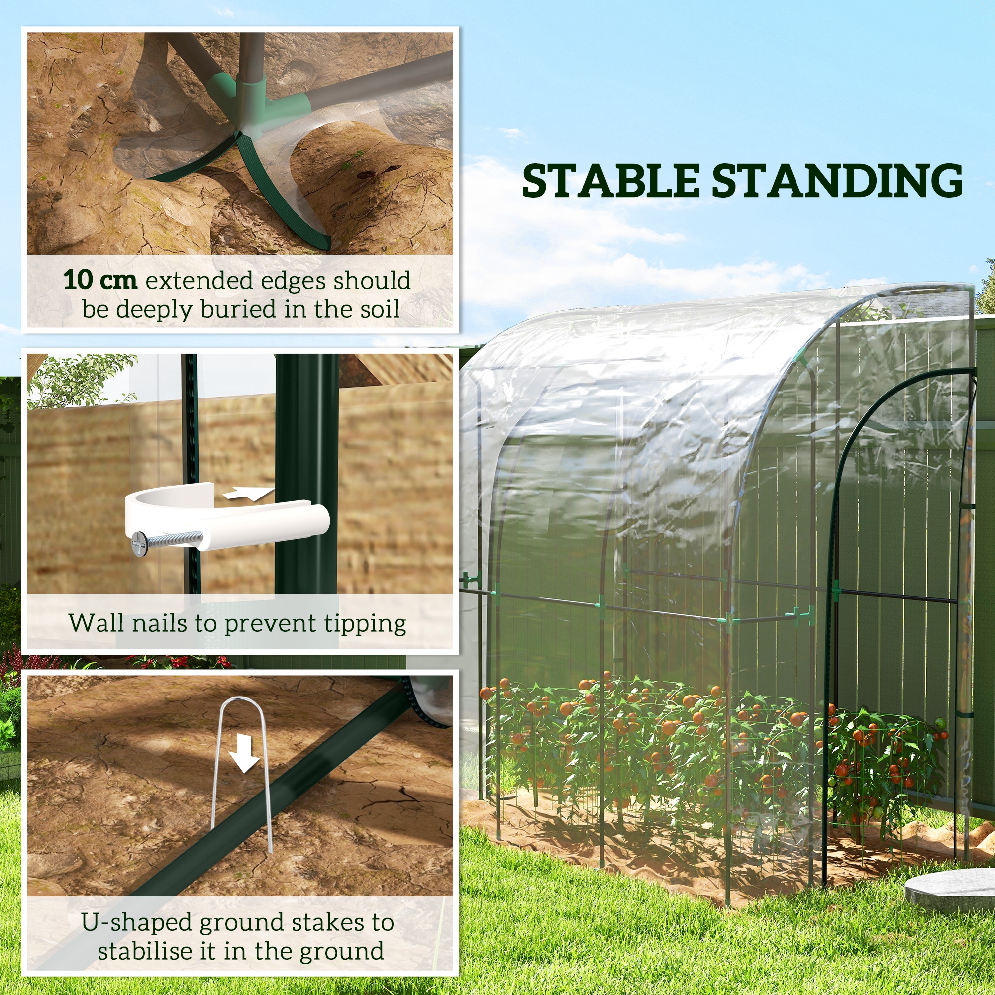 Outsunny 214cm x 118cm Walk-In Lean To Greenhouse, with Accessories 7