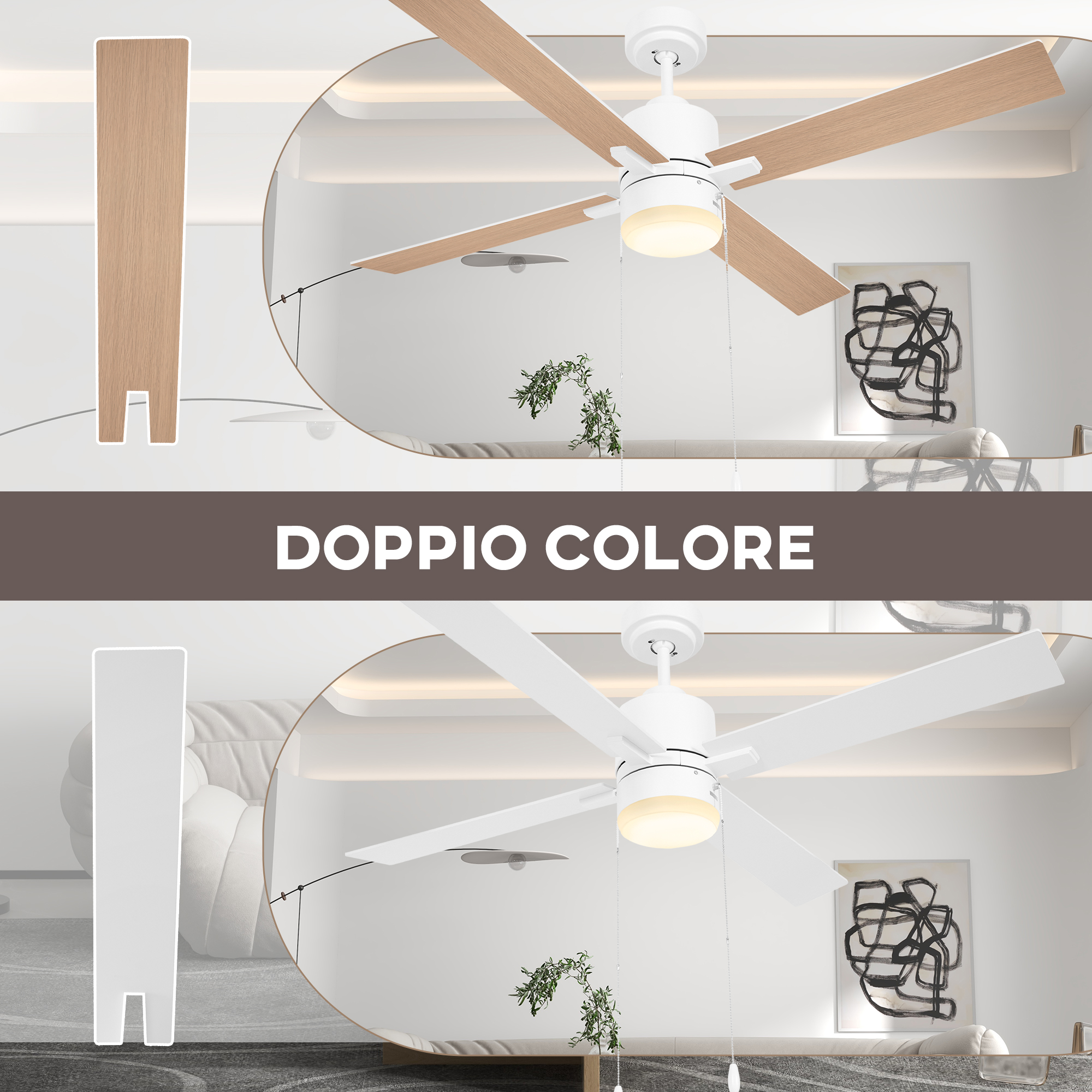 HOMCOM Ventilatore da Soffitto Reversibile 6 Velocità e Timer | Italy
