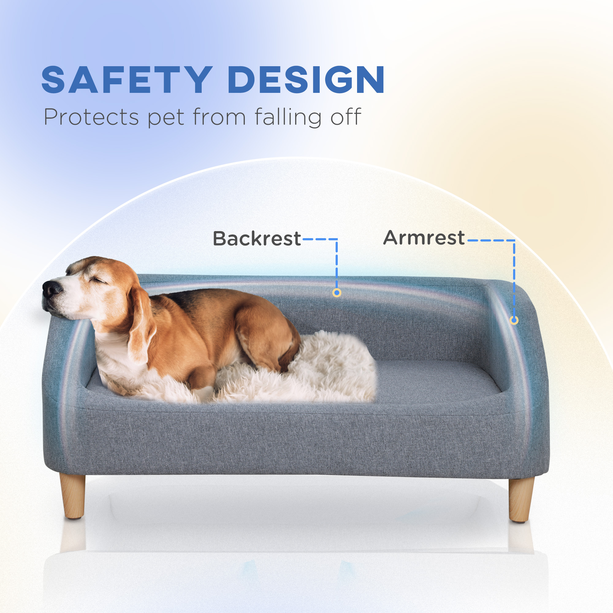 PawHut Dog Sofa, pet Bed, with Soft Cushion, Washable Cover, for Small, Medium & Large Dogs Grey 5