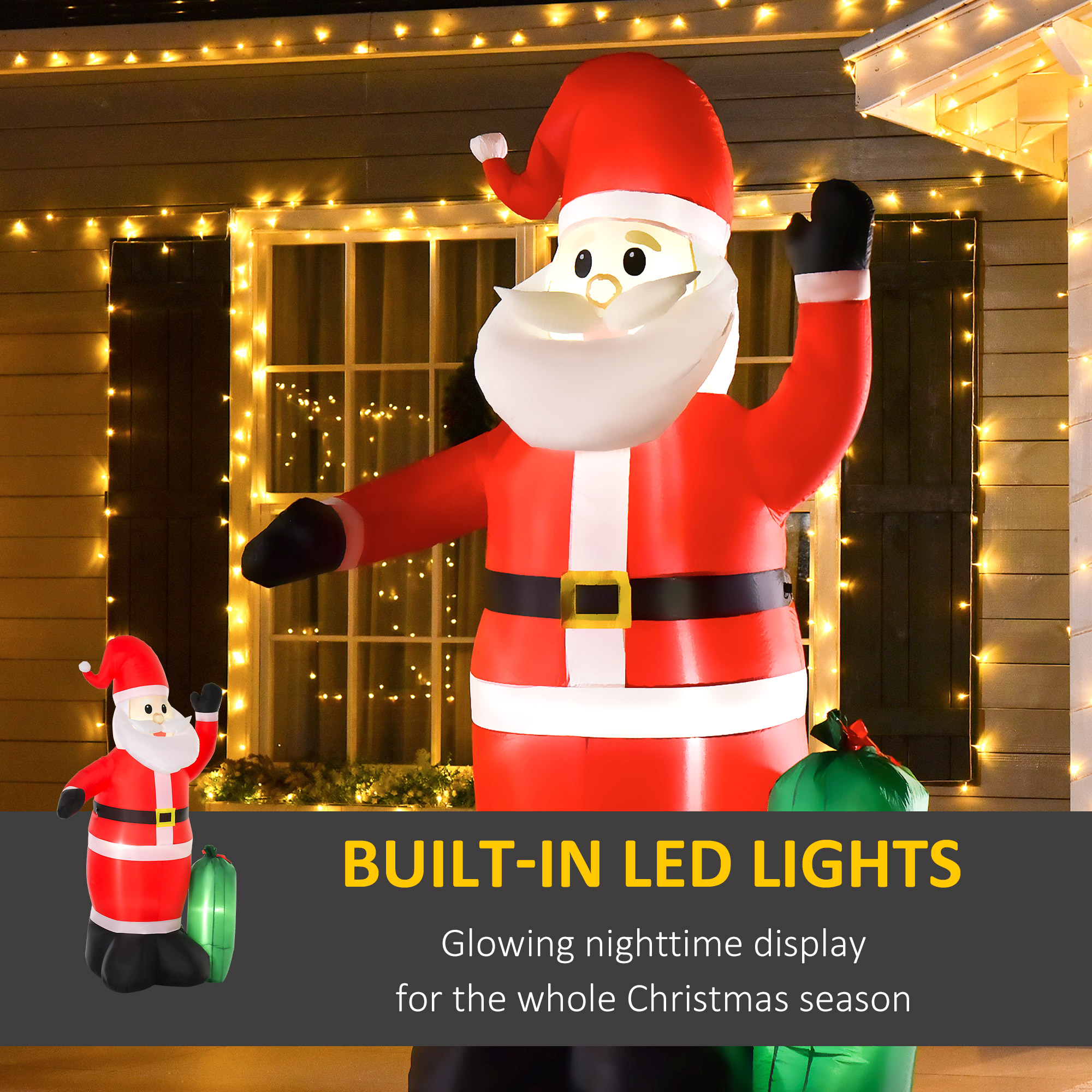 HOMCOM 7.5ft Inflatable Christmas Santa Claus with LED Air Blown Xmas Décor Holiday Outdoor Yard Decoration 4