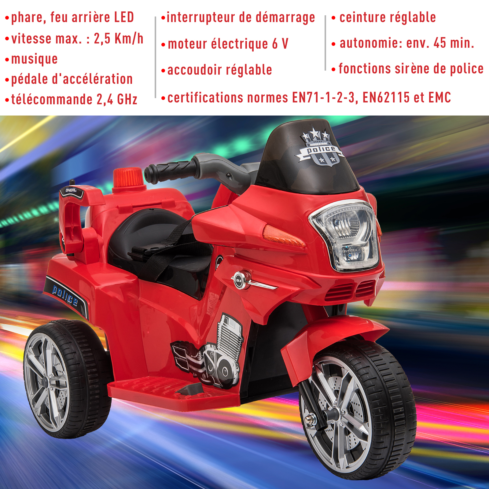 Moto électrique Pour Enfants 6V Avec Lumières, Musique Et Frein Avant Rouge Pour Les 3 8 Ansmoto Electrique Enfants 92914392