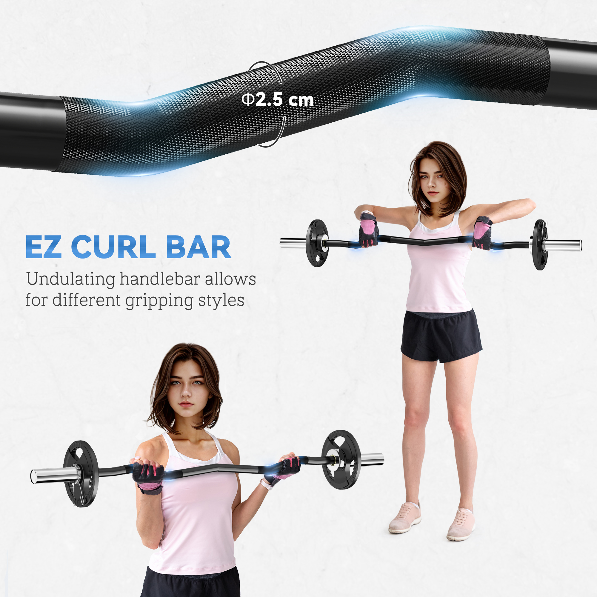 SPORTNOW 120cm EZ Barbell Bar for 5cm Weight Plates, with Spring Clips, 8kg 4