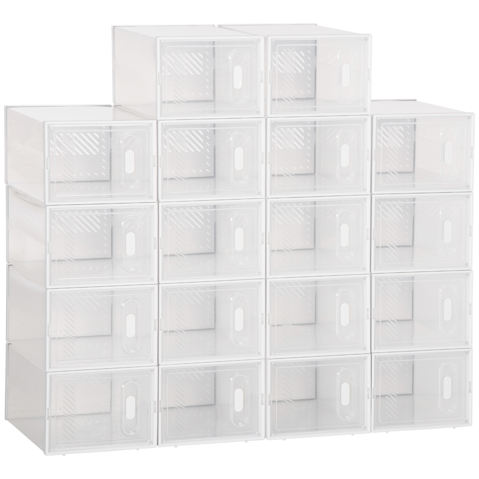 HOMCOM Organizador de Zapatos Modular Estantería Modulable 18 Cubos con Puertas Magnéticas 25x35x19 cm Transparente Práctico   Aosom España