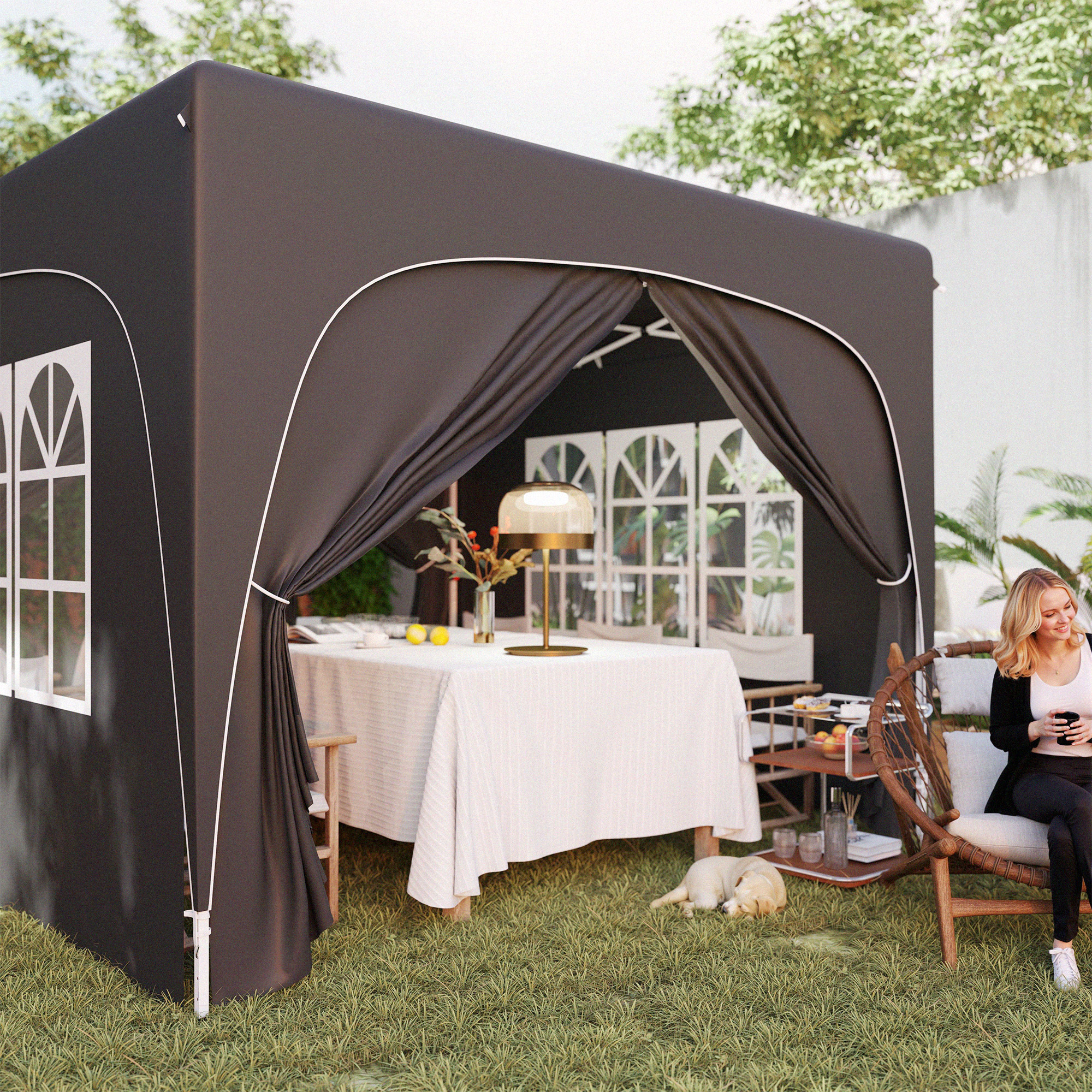 Outsunny 3 x 3m Pop-Up Gazebo Shelter, with Accessories Black 9