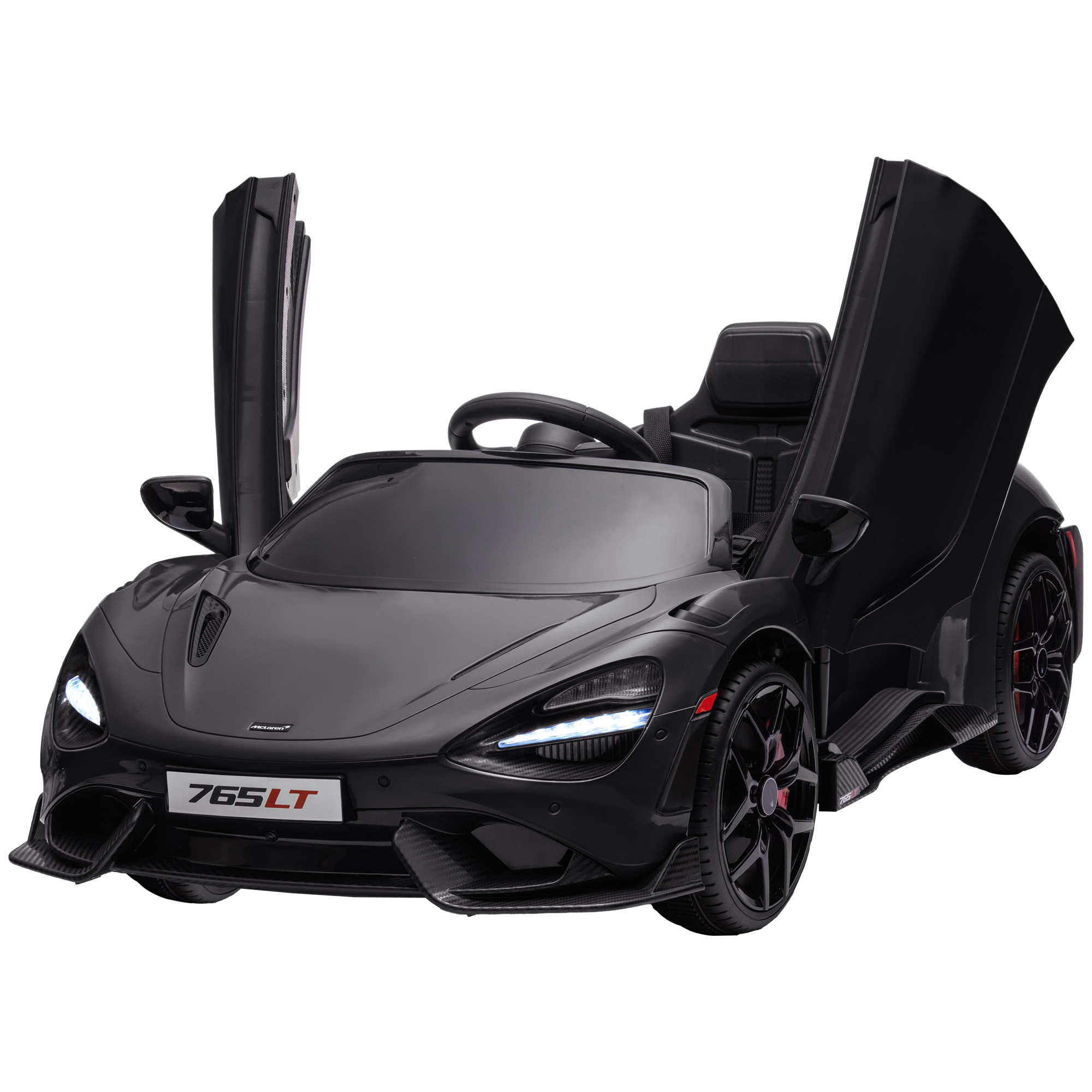 AIYAPLAY Kinder Elektroauto 12 V Kinderauto mit 2,4G Fernbedienung, MP3 Musik, Elektrofahrzeug mit Hupe, Lichten, Flügeltüren, Sanftstart, 3-5 km/h, für 3-6 Jahre Kinder, Schwarz   Aosom – AIYAPLAY