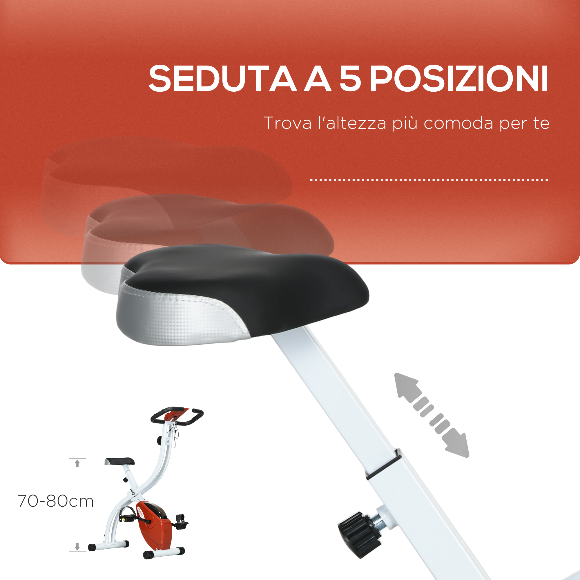 SPORTNOW Cyclette Magnetica Silenziosa, 8 Livelli Resistenza, Display LCD, Supporto Tablet, Portabicchieri, 100 Kg - 3
