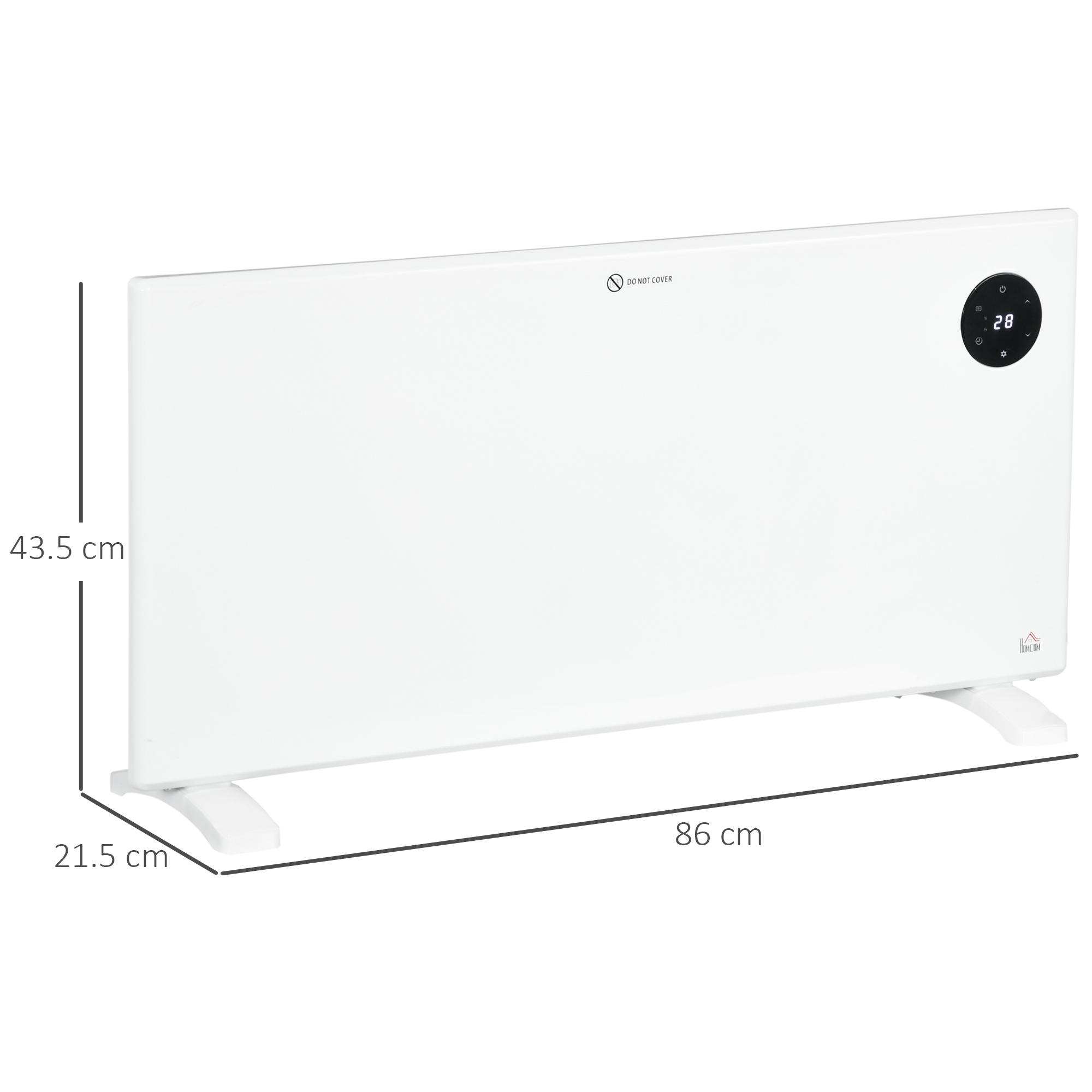 HOMCOM 2000W Electric Convector Heater, Freestanding or Wall Mounted, Space Heater with Adjustable Thermostat, Timer, White 3