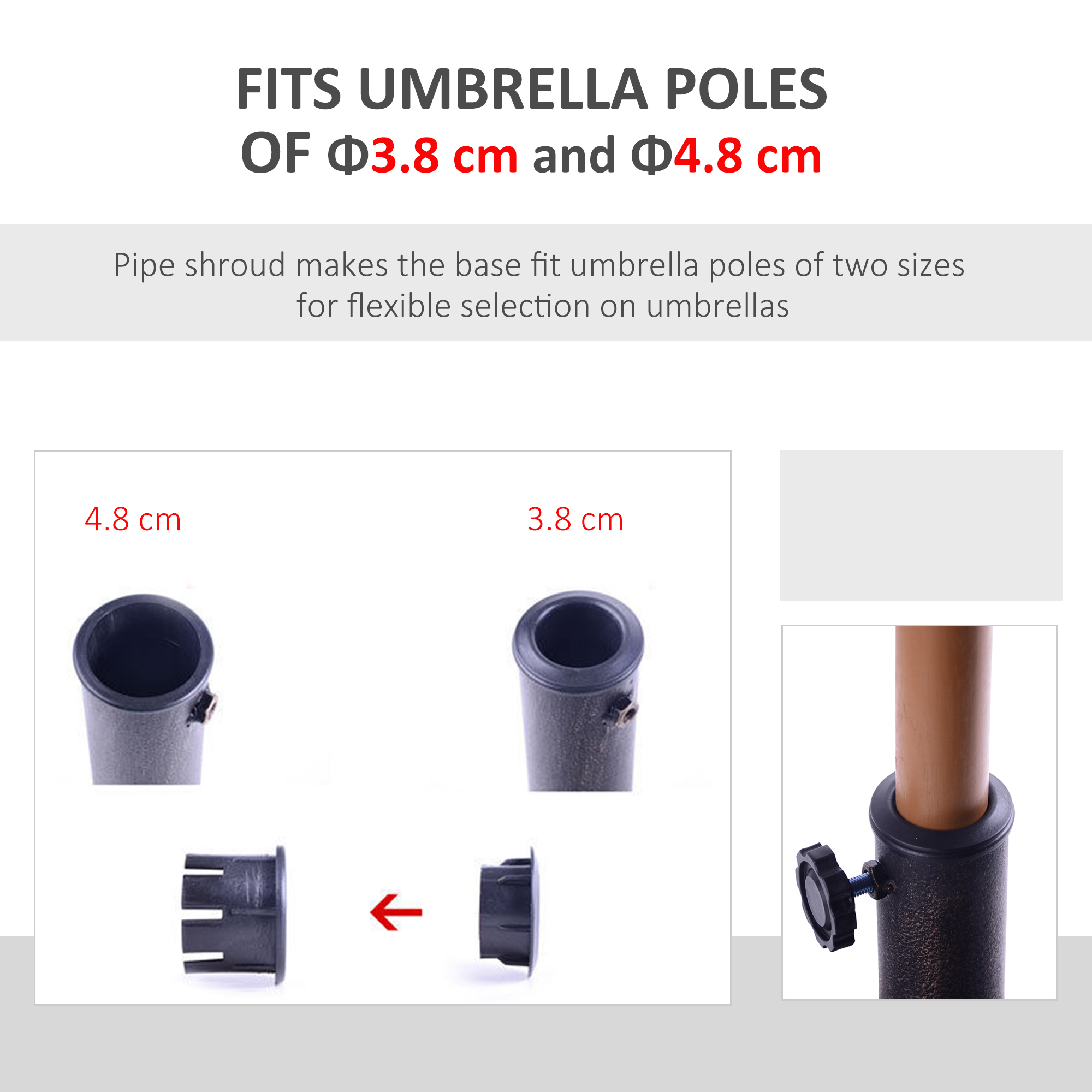 Outsunny 13kg Resin Umbrella Stand Holder, Garden Parasol Base for 38mm or 48mm Outdoor Umbrella Poles, Bronze Tone 5