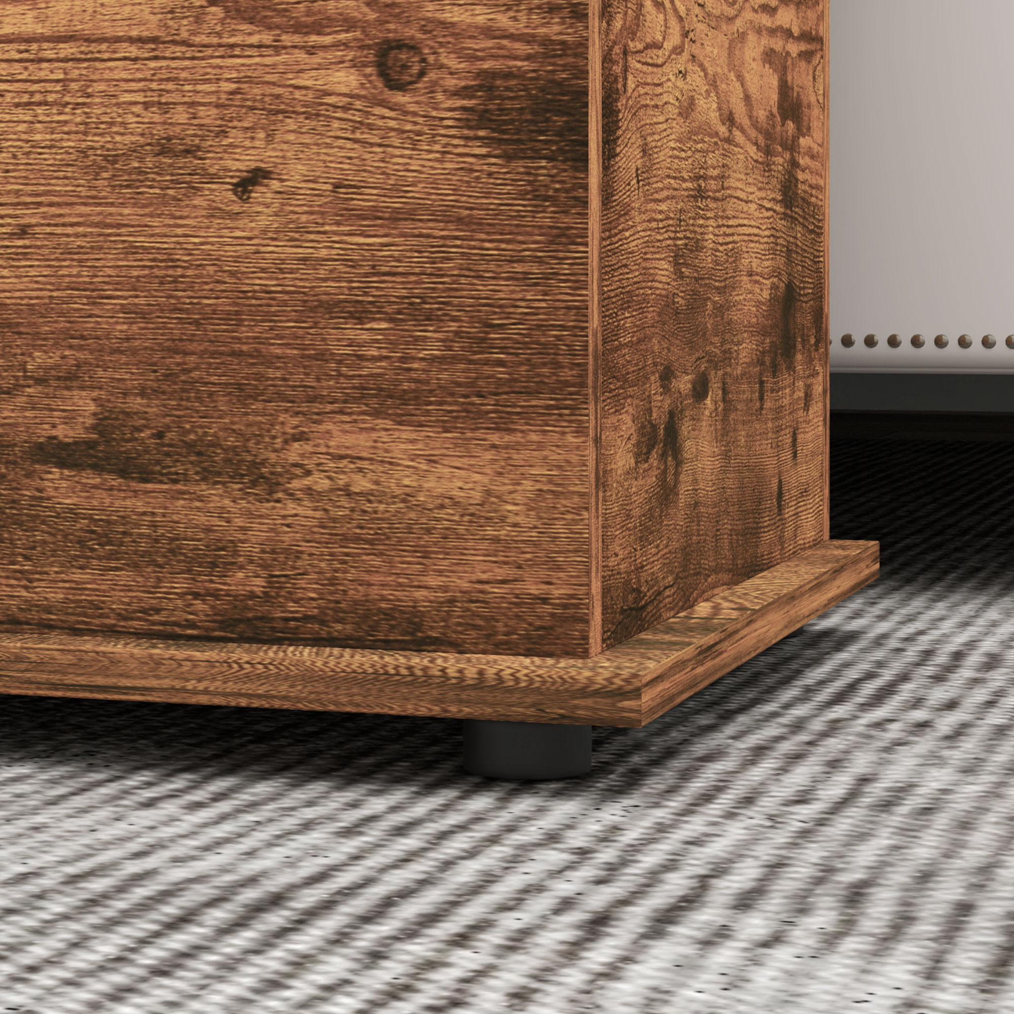 HOMCOM 113L Storage Chest, Storage Box with Flip-Top Lid and 2 Safety Hinges, Storage Trunk for Living Room, Entryway, 100 x 40 x 40 cm, Rustic Brown 9