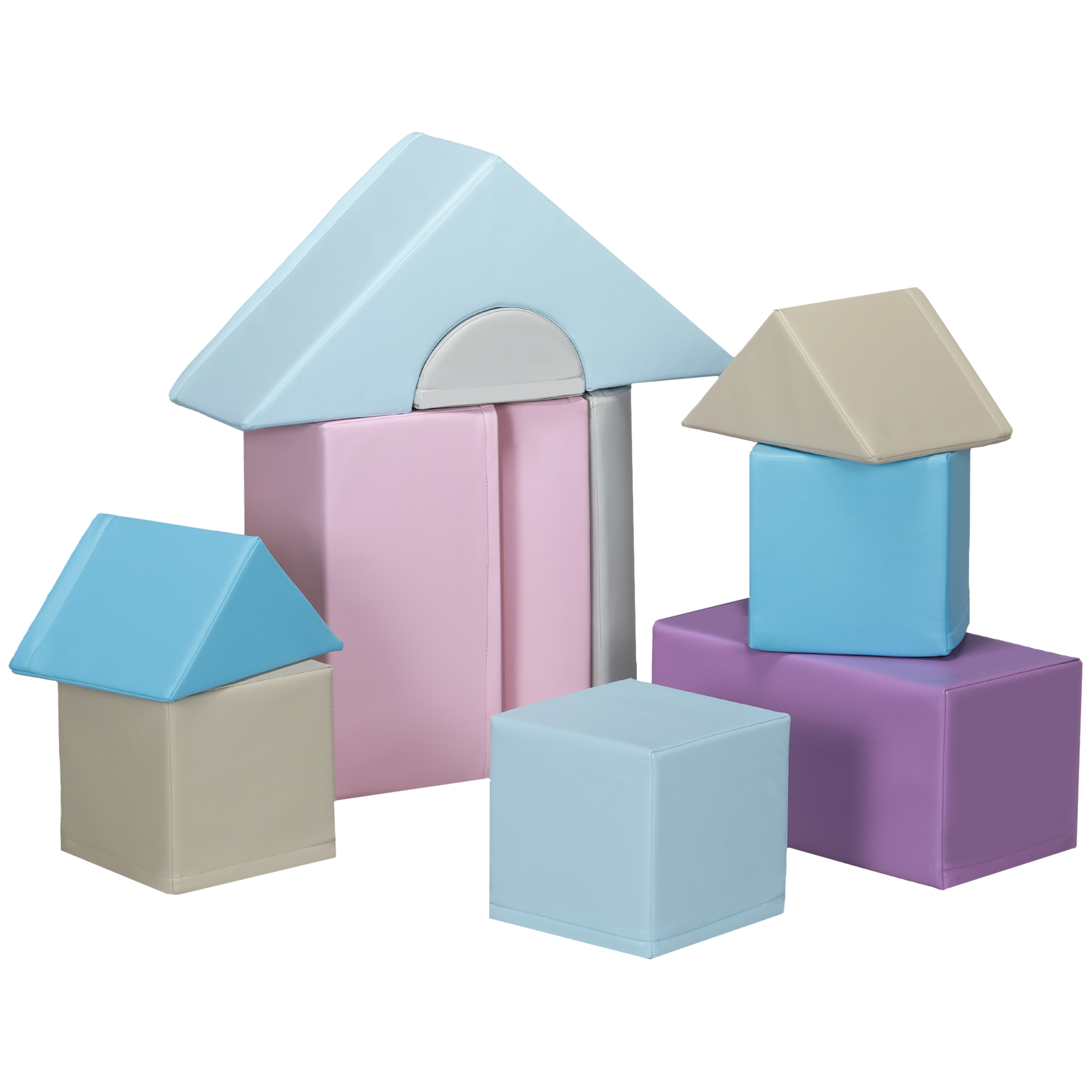 HOMCOM 11-tlg. Softbausteine, Schaumstoffbausteine, Bausteinset zum Toben, Klettern, weiche Riesenbausteine, Bauklötze für 1-3 Jahre Kinder, Kunstleder, Bunt   Aosom – HOMCOM