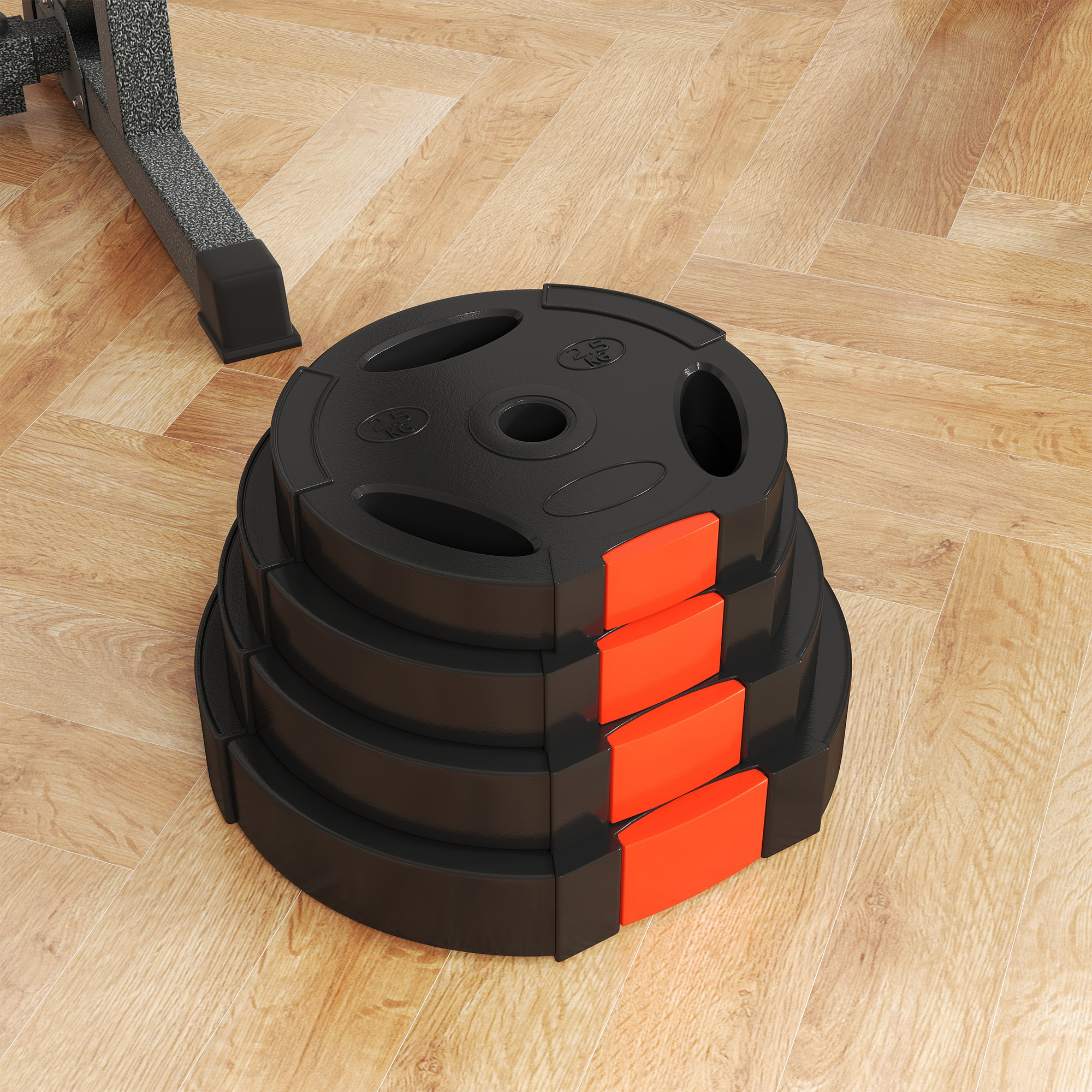 4-osaline raskuste komplekt treeninguks, jõusaaliks, koduseks treeninguks, jõutreeninguks, 2 x 7,5 kg ja 2 x 5 kg, must