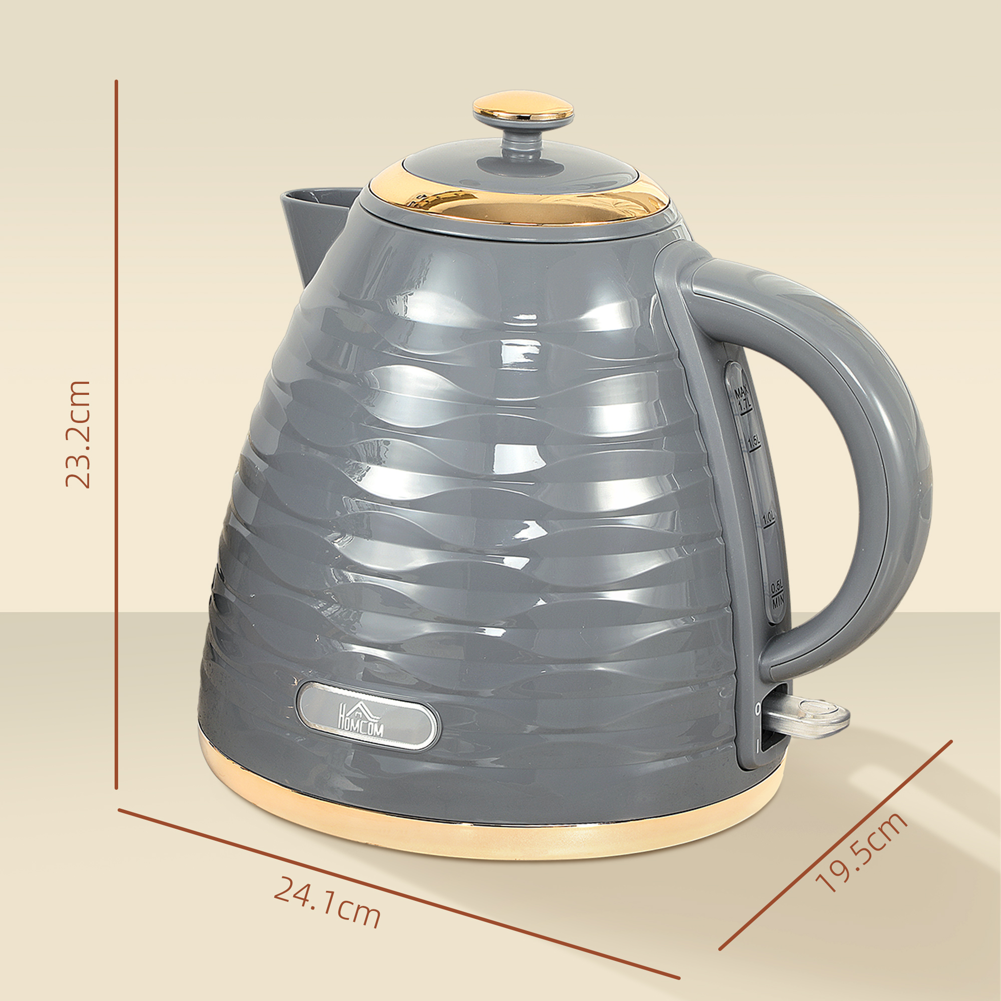 HOMCOM 3kW Rapid Boil Honeycomb Kettle Grey 3