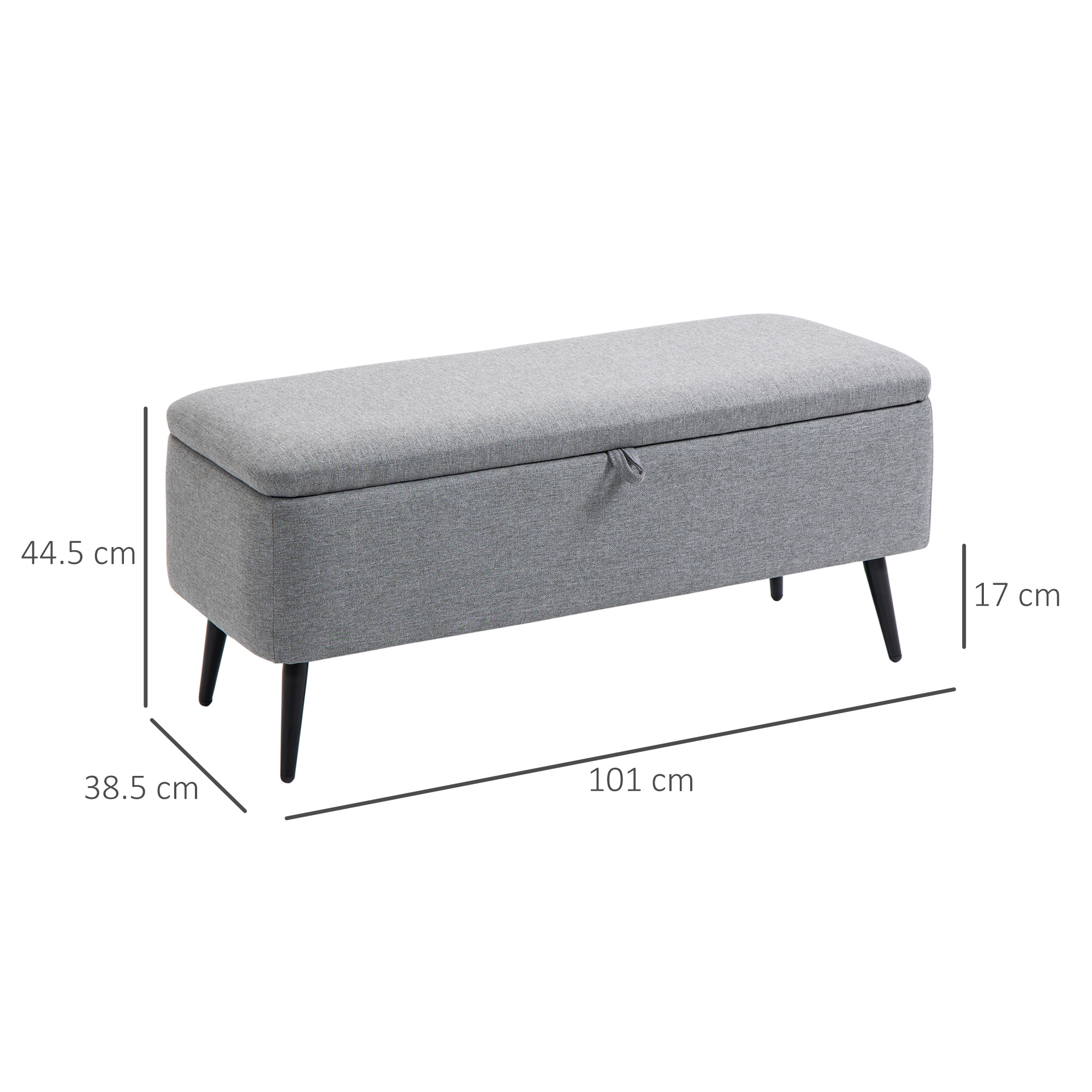 Cassapanca Pouf Contenitore Panca Fondoletto 110x40x40 Cm In Tessuto Grigio Chiaro 69d602ebe0dc0