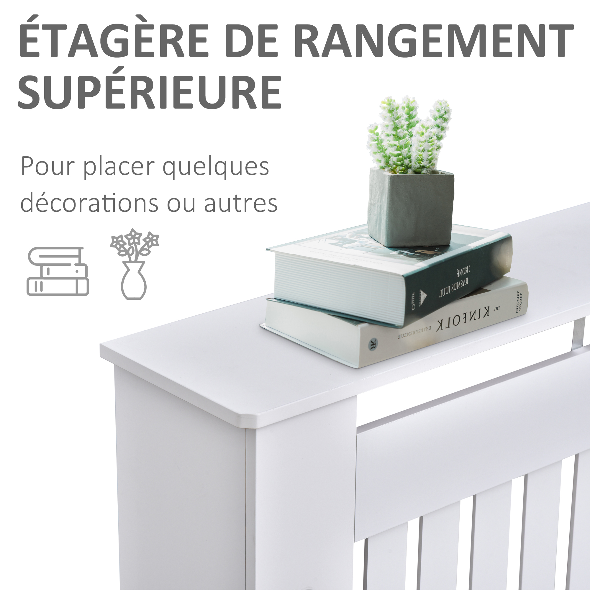 Couvercle de radiateur Panana, écran MDF 1115 x 820 x 190 mm, de style