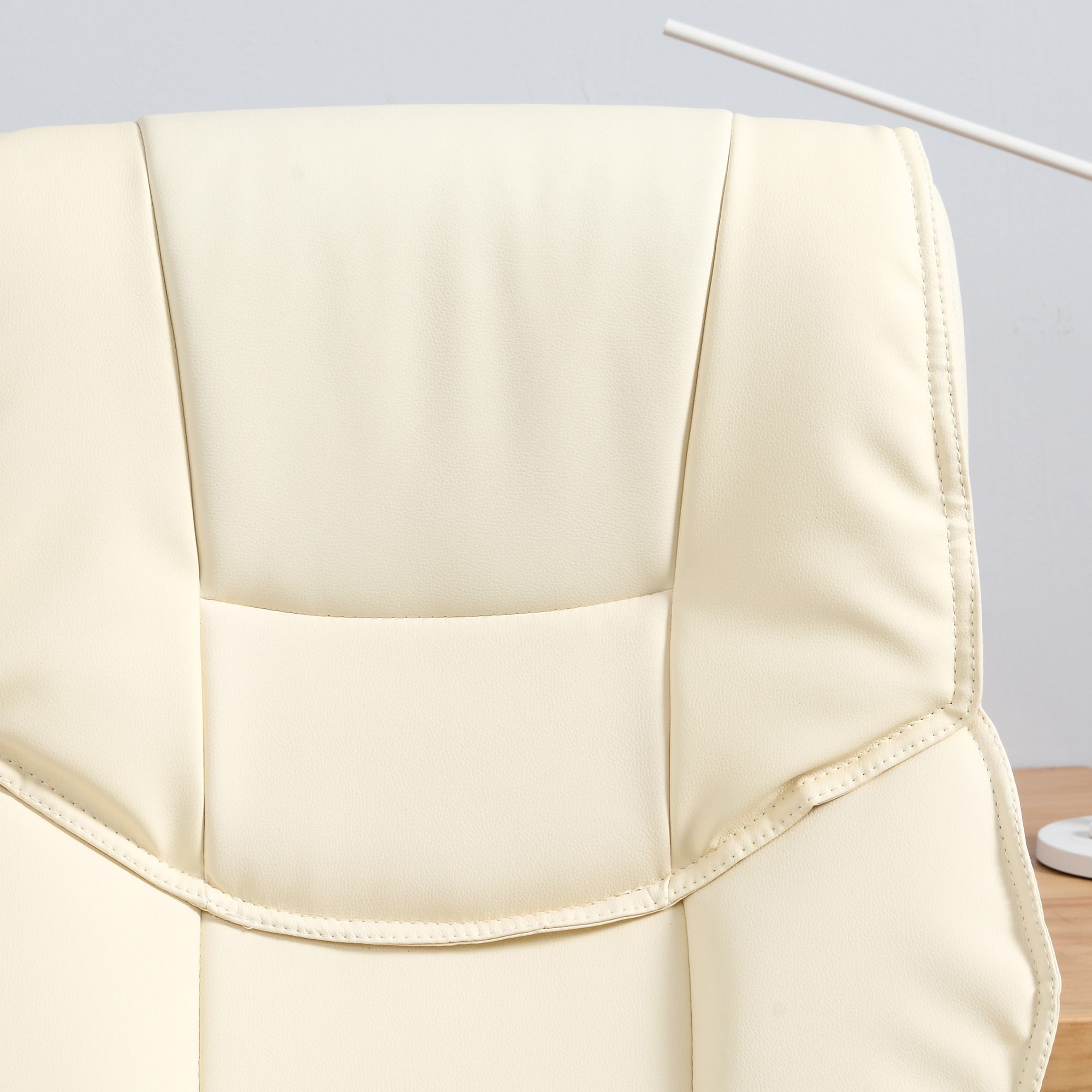 HOMCOM Home Office Chair High Back Computer Desk Chair with Faux Leather Adjustable Height Rocking Function Cream White 8