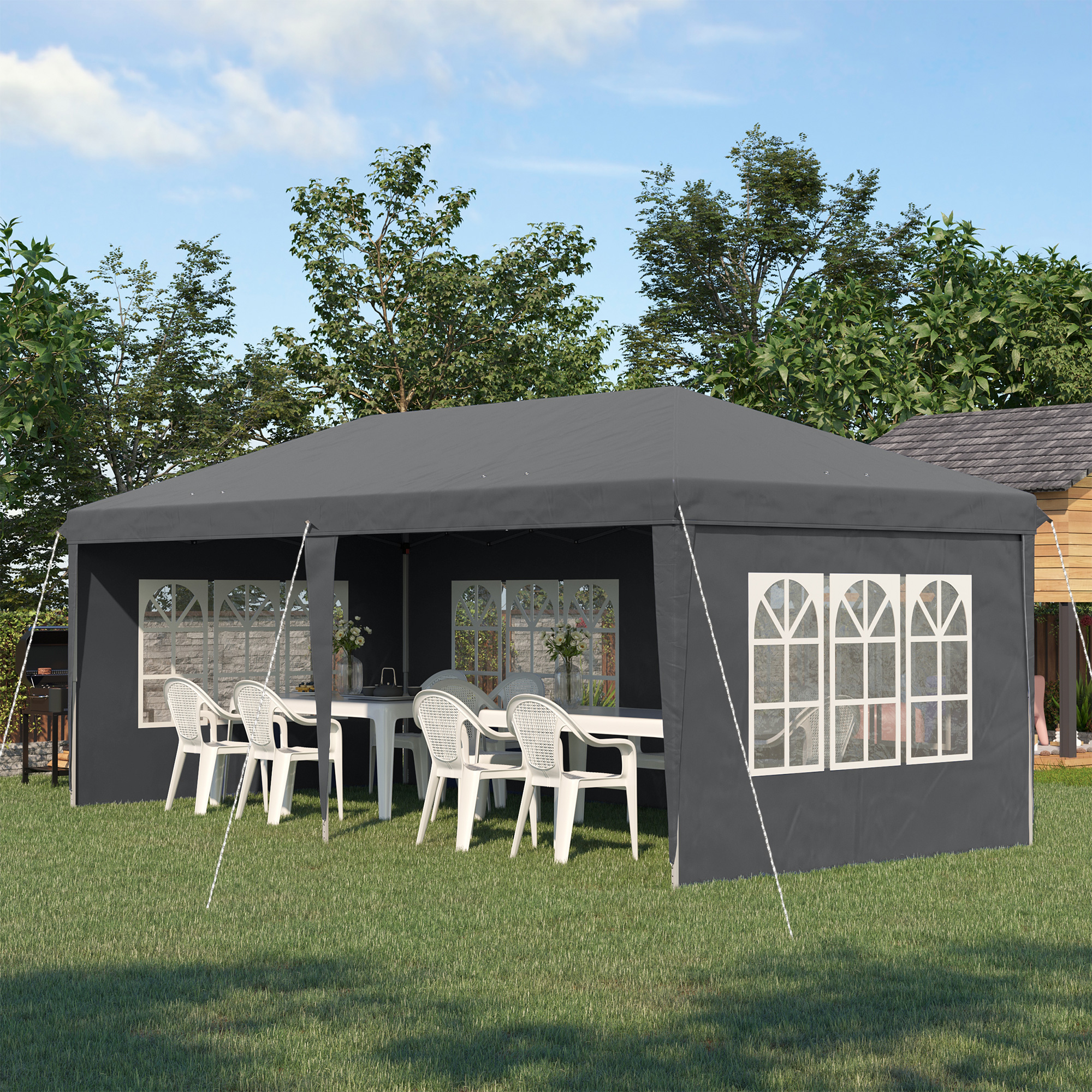 Outsunny 3 x 6m Pop-Up Gazebo, with Removable Walls Grey 2